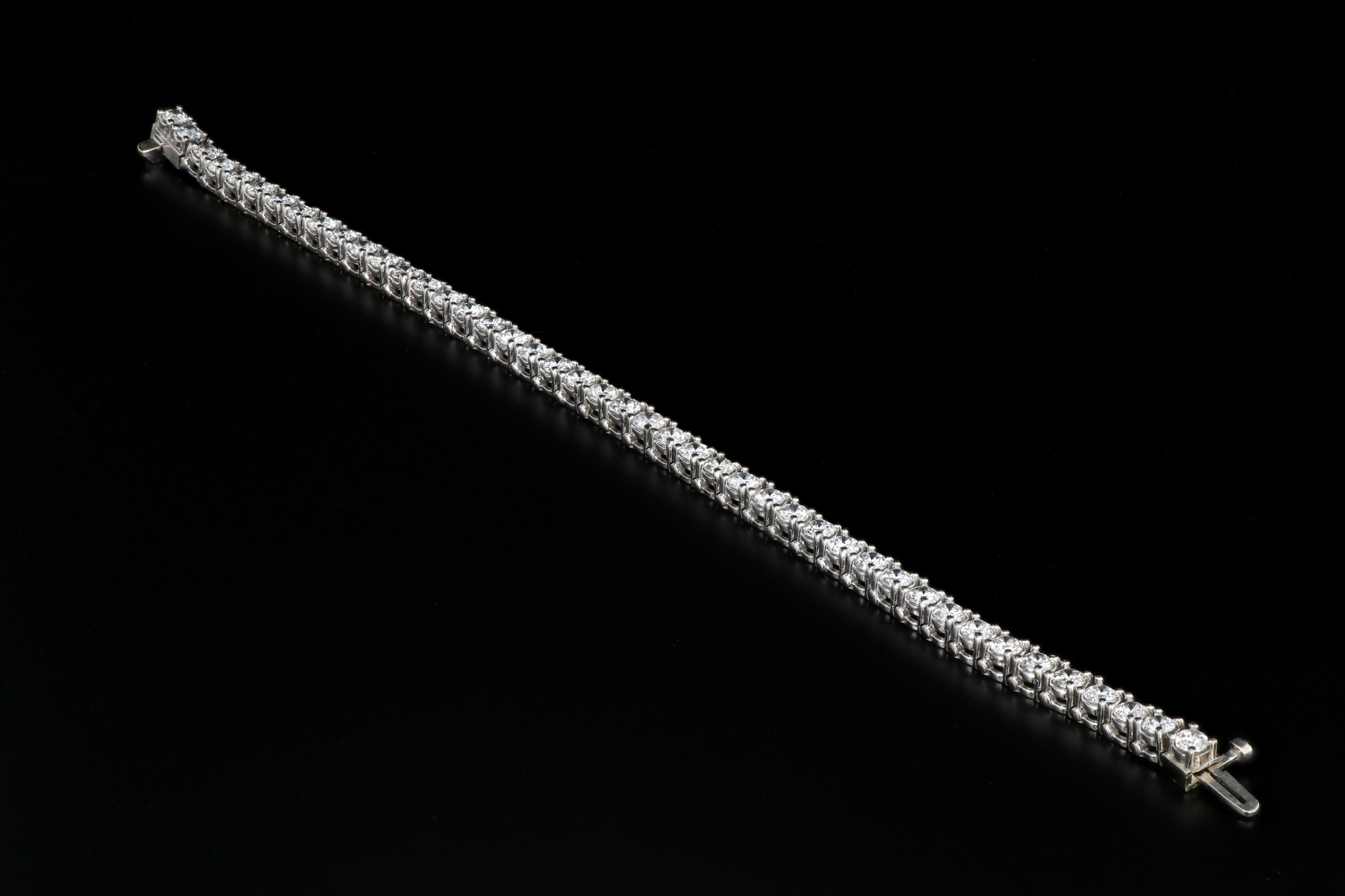 Modern 14K White Gold 7.5 Carat Diamond Weight Total Tennis Bracelet - Queen May