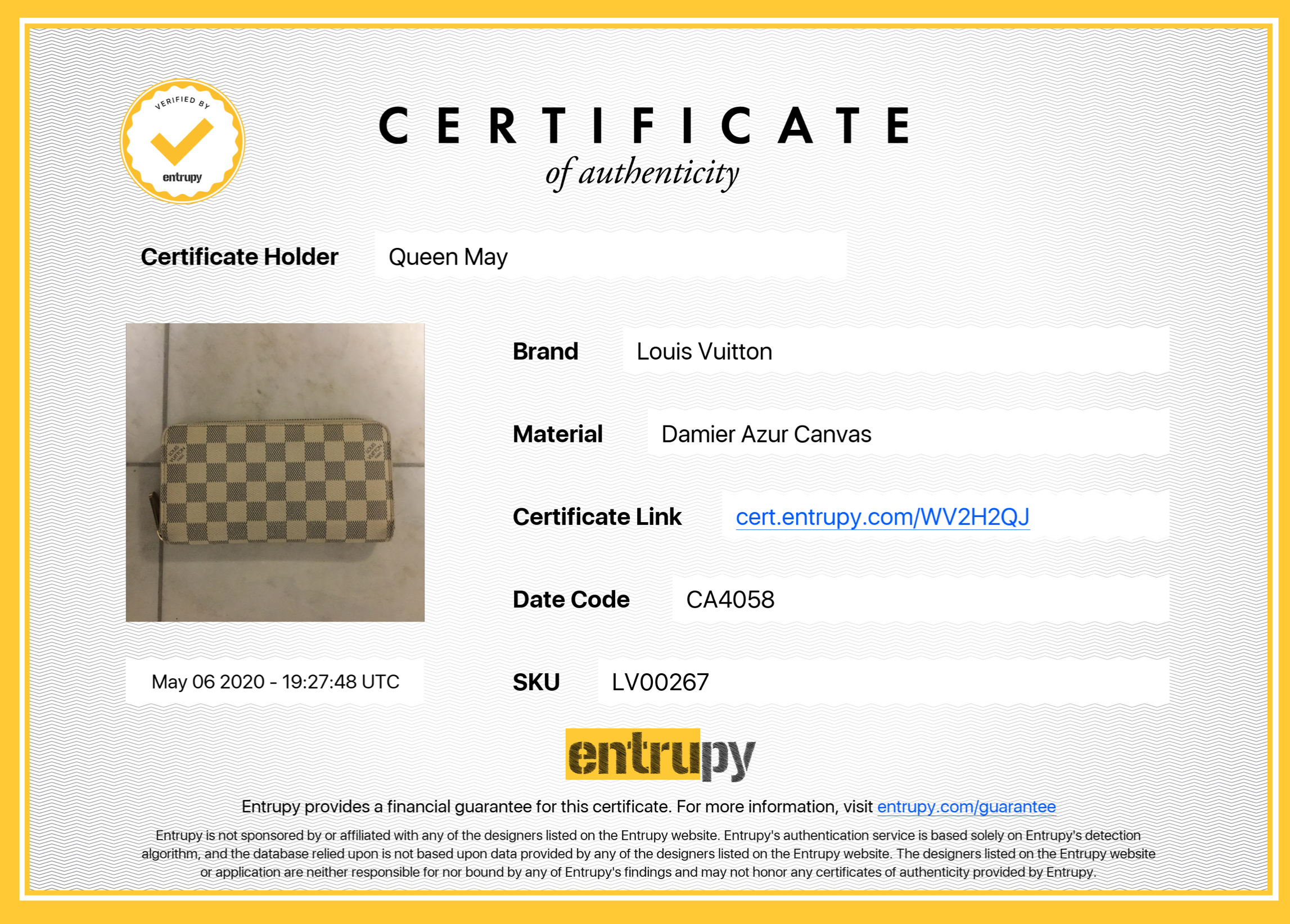 Louis Vuitton Damier Azur Zippy Wallet - Queen May