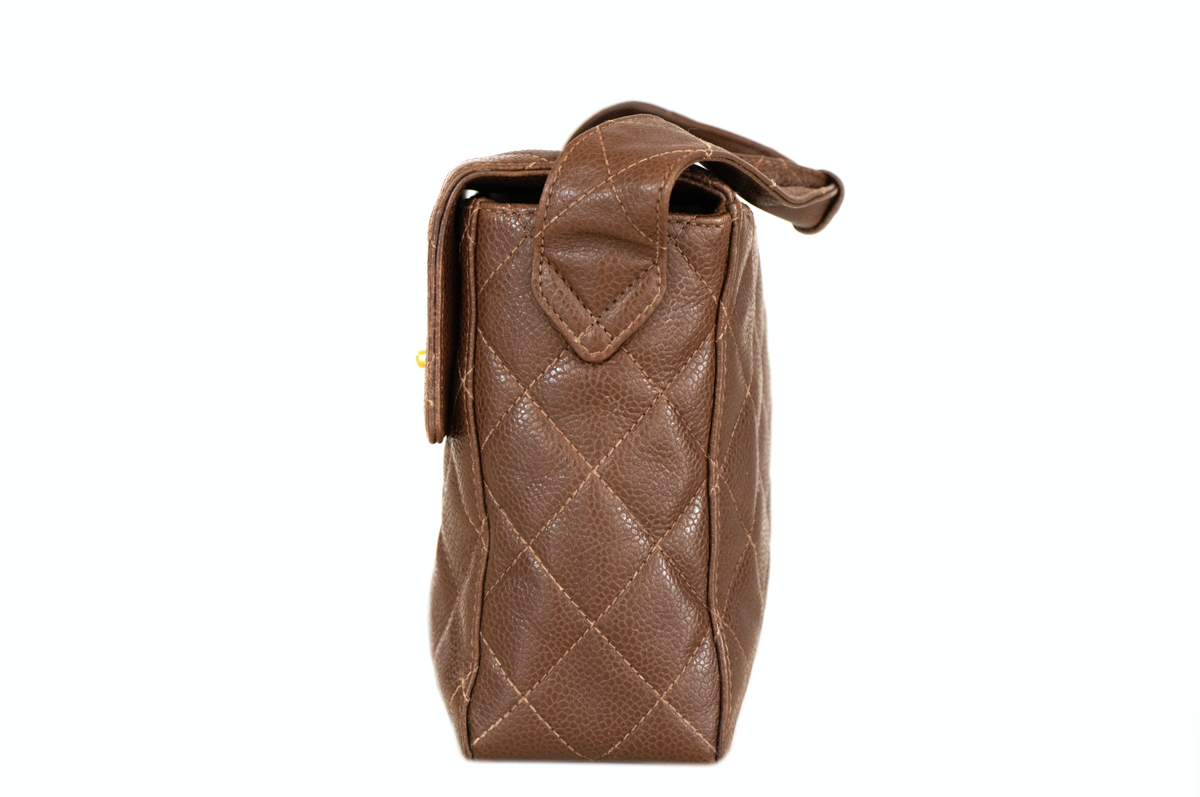 Chanel Vintage Brown Caviar Mini Handle Bag - Queen May