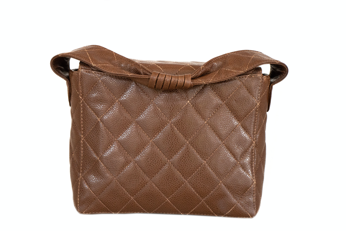 Chanel Vintage Brown Caviar Mini Handle Bag - Queen May