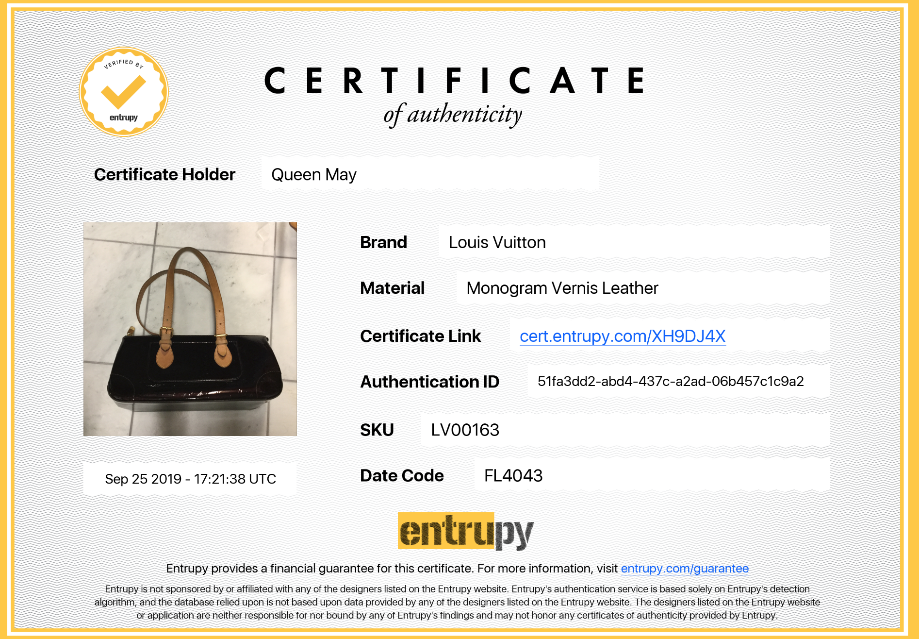 Louis Vuitton Vernis Rosewood Avenue - Queen May