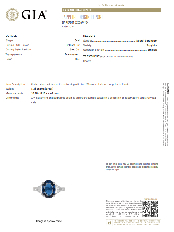 New Platinum 3.30 Carat Natural Ethiopian Sapphire & Trillion Cut Diamond Ring GIA Certified - Queen May