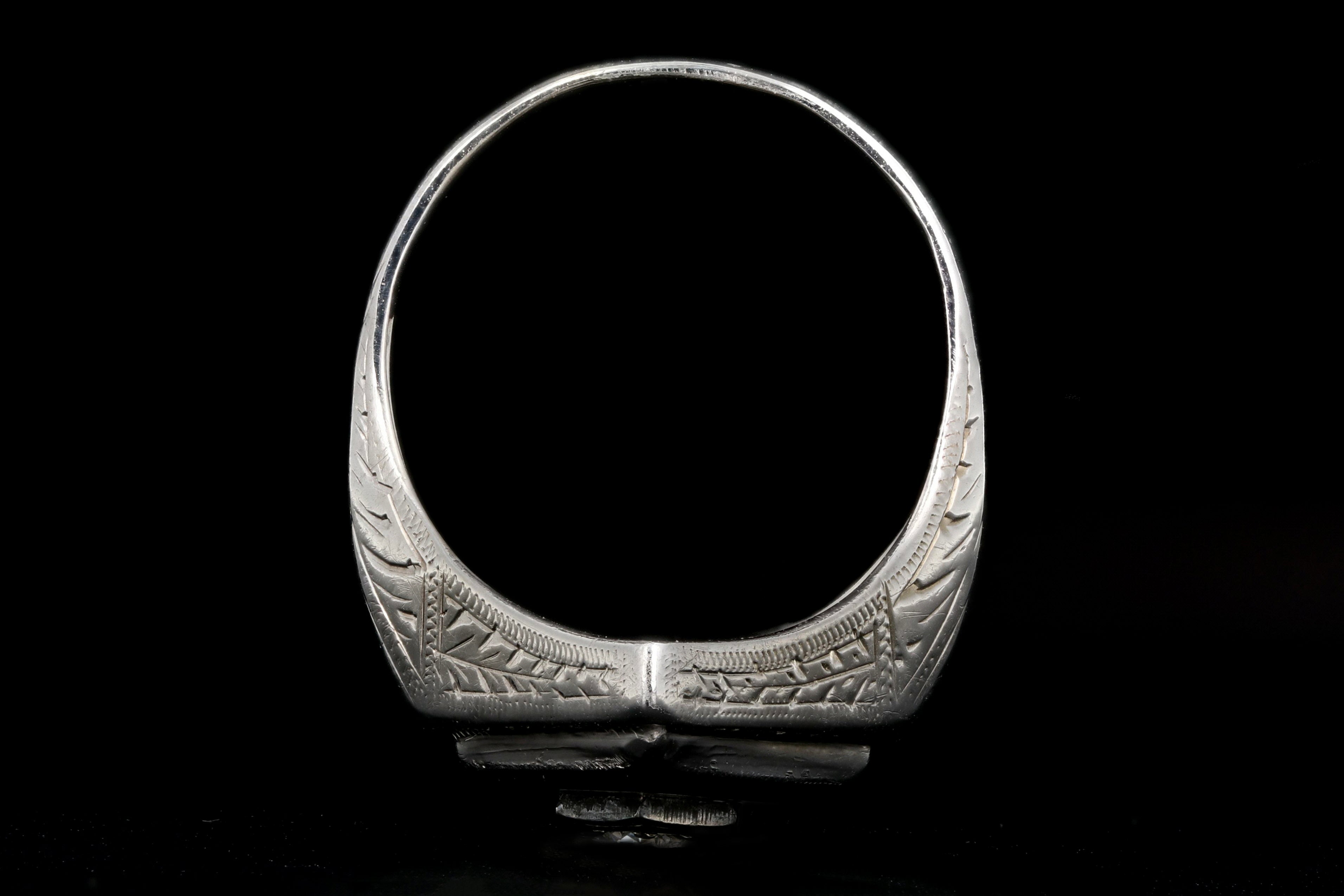 Art Deco 14K White Gold Onyx and .10CT Diamond Ring - Queen May
