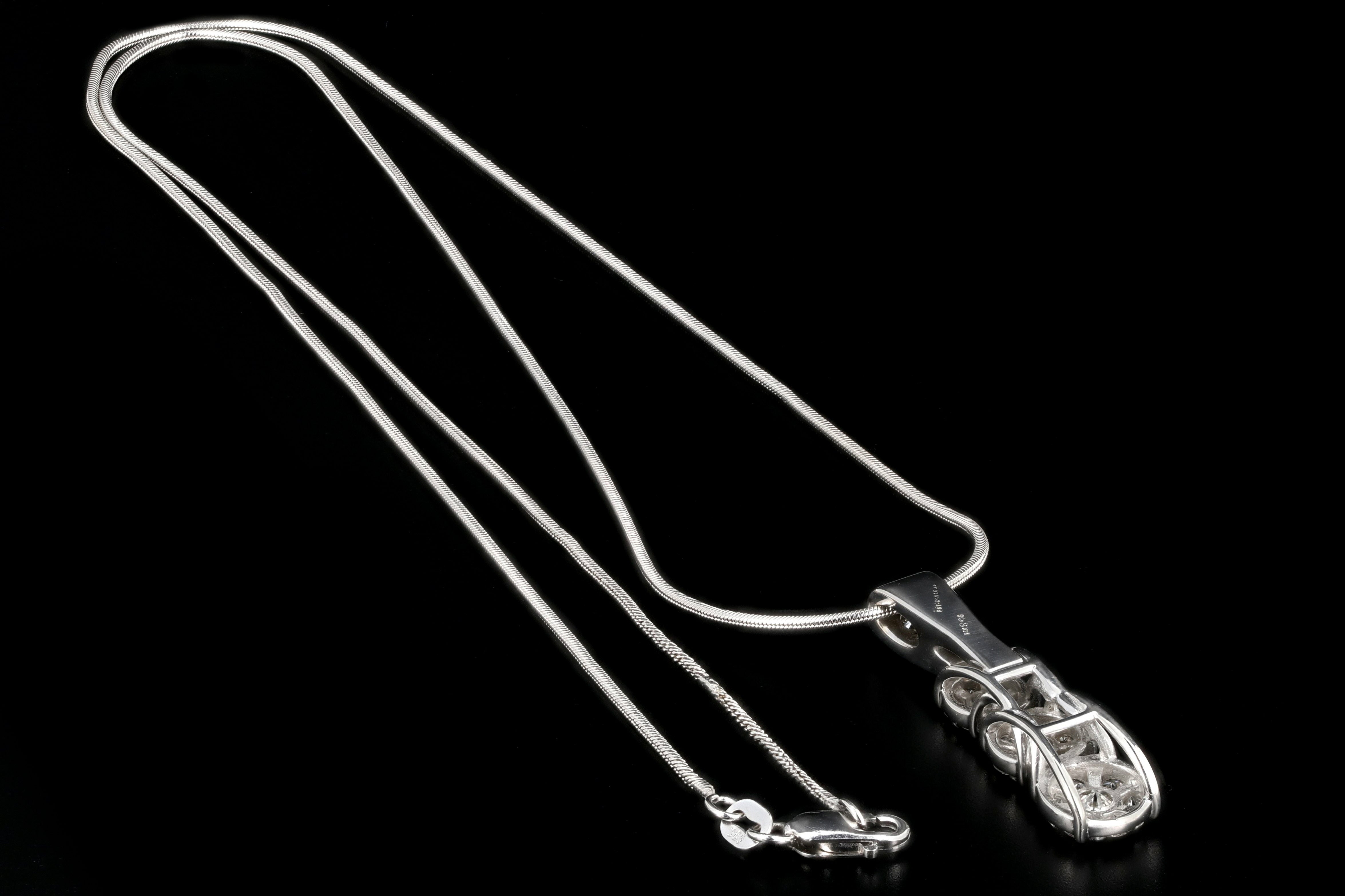 Modern 14K White Gold Past Present Future Pave Set 1 CTW Diamond Necklace - Queen May