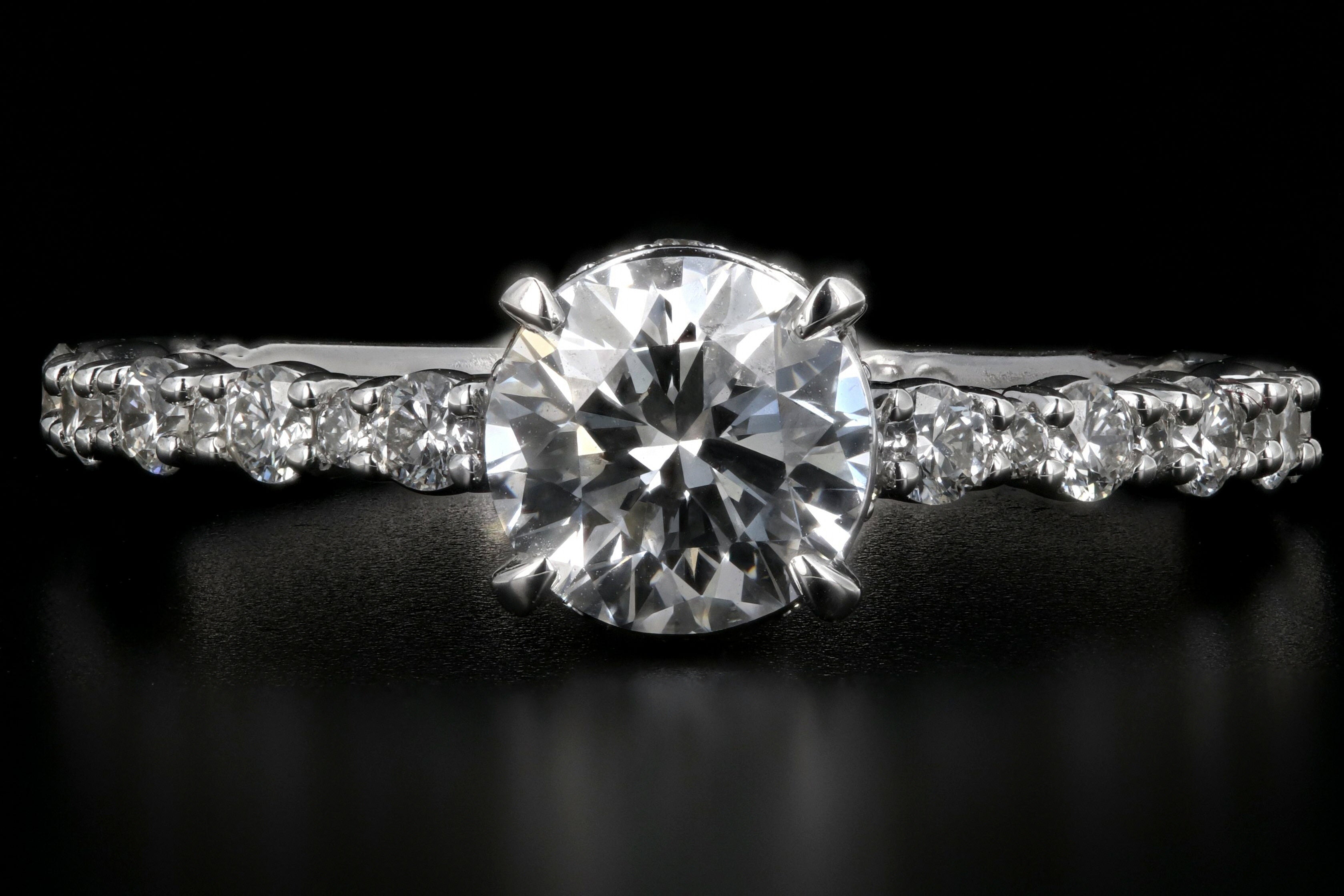Modern 18k White Gold .91CT Round Cut Diamond Engagement Ring - Queen May