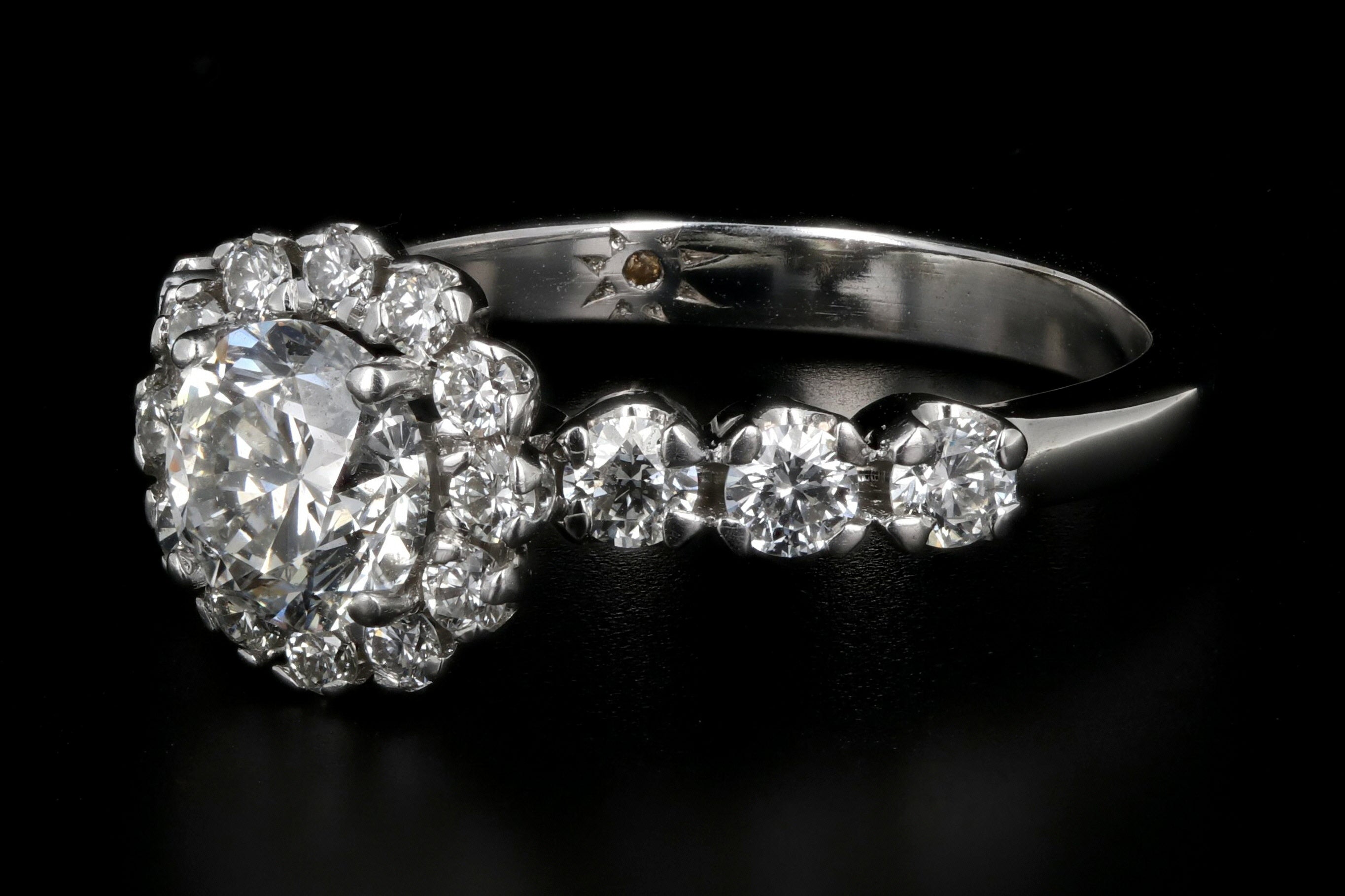 Modern 14K White Gold 1 Carat Diamond Halo Engagement Ring - Queen May