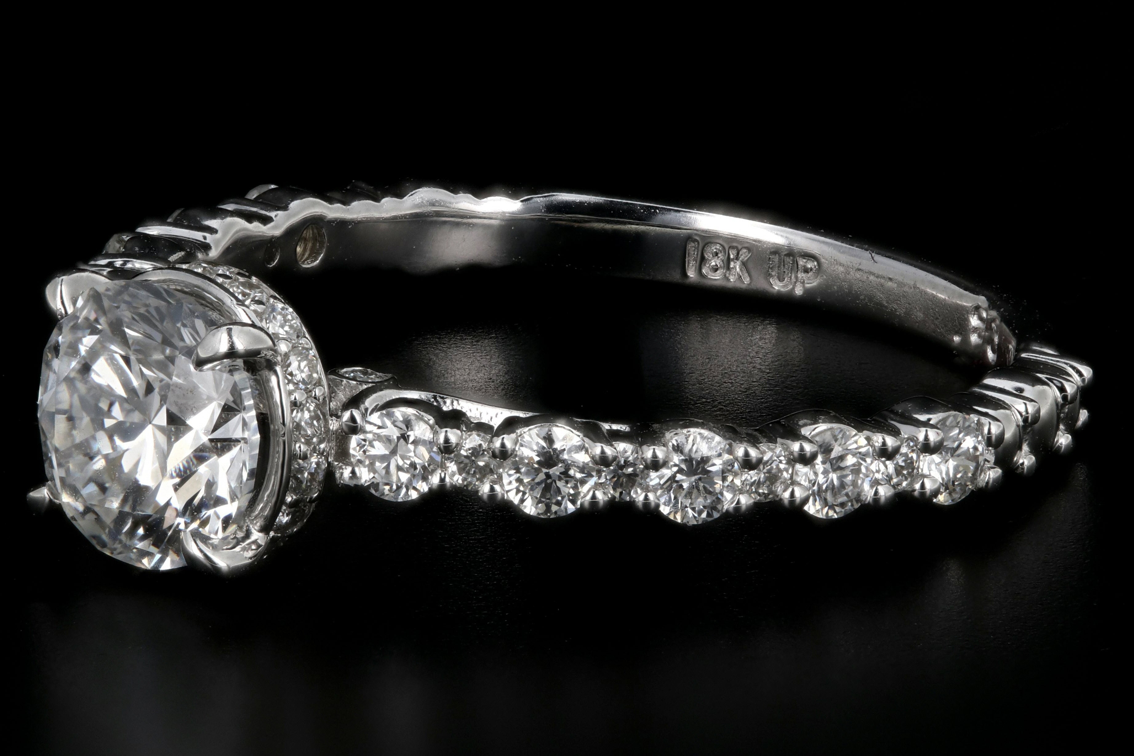 Modern 18k White Gold .91CT Round Cut Diamond Engagement Ring - Queen May