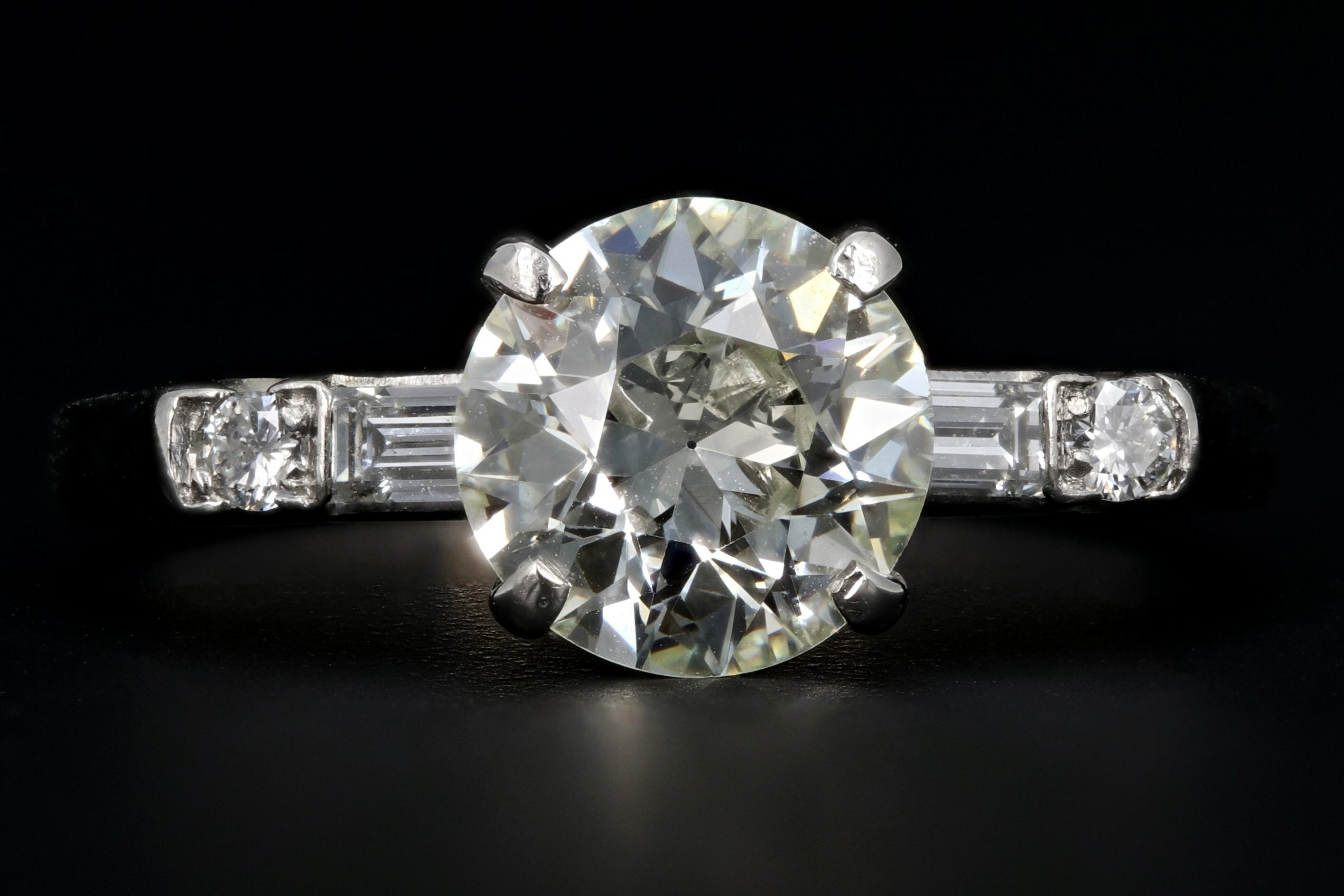 Mid Century Platinum 1.35 Carat Diamond Engagement Ring GIA Certified - Queen May