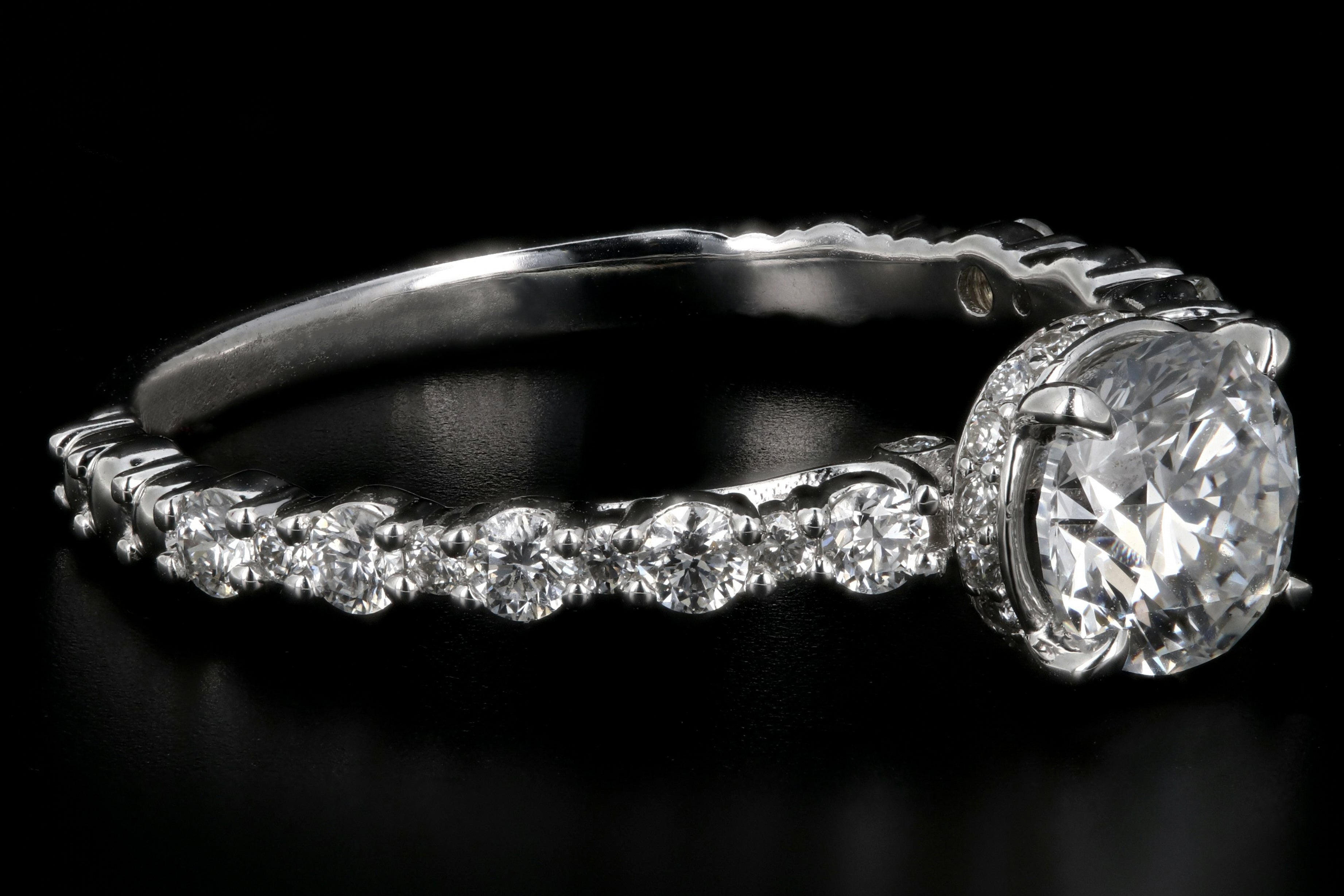Modern 18k White Gold .91CT Round Cut Diamond Engagement Ring - Queen May