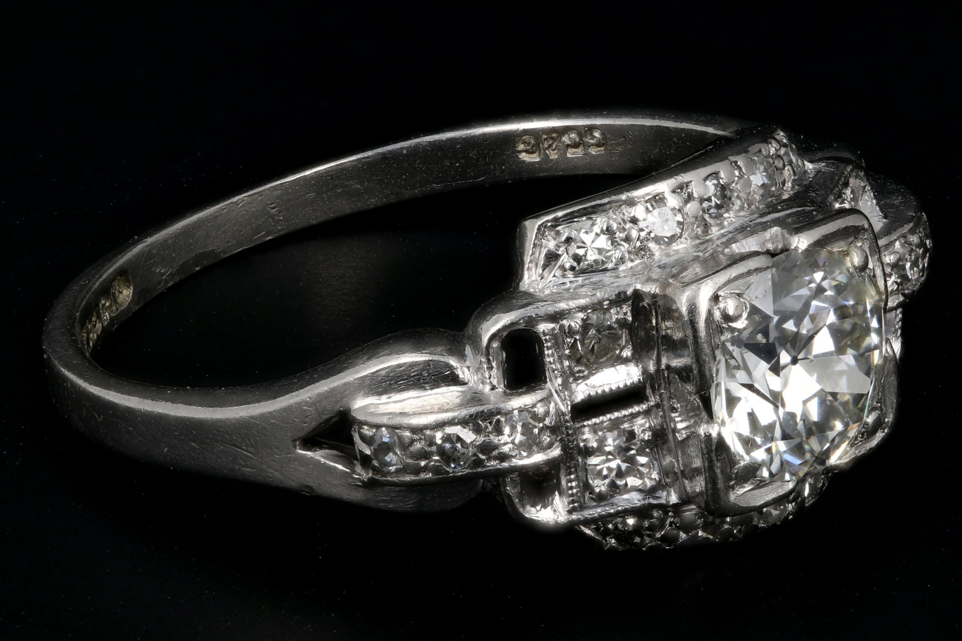 Art Deco Platinum G.C.& G Old European Cut Diamond Ring c.1920s - Queen May