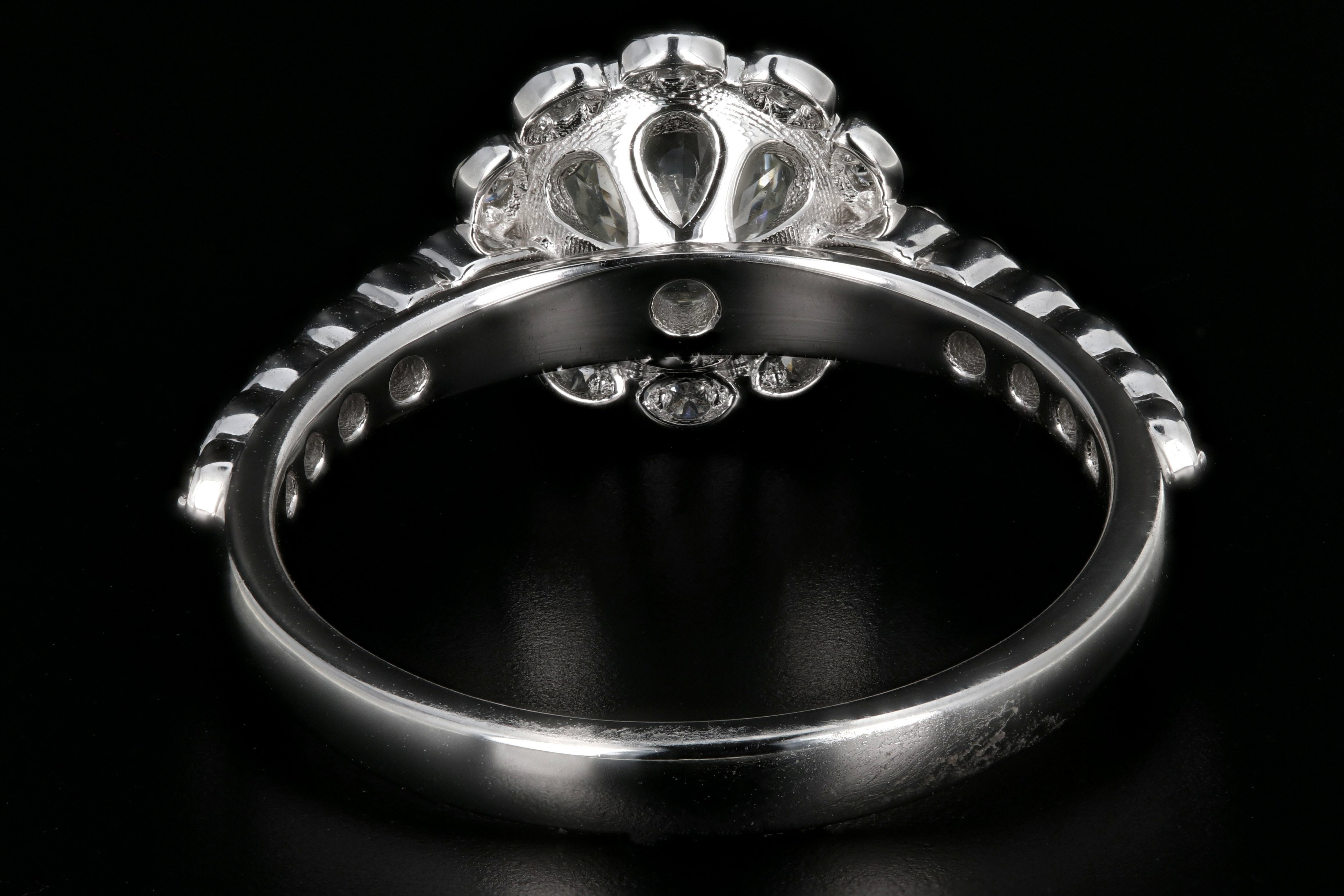 Modern 18K White Gold .74 Carat Round Cut Diamond Burst Engagement Ring - Queen May