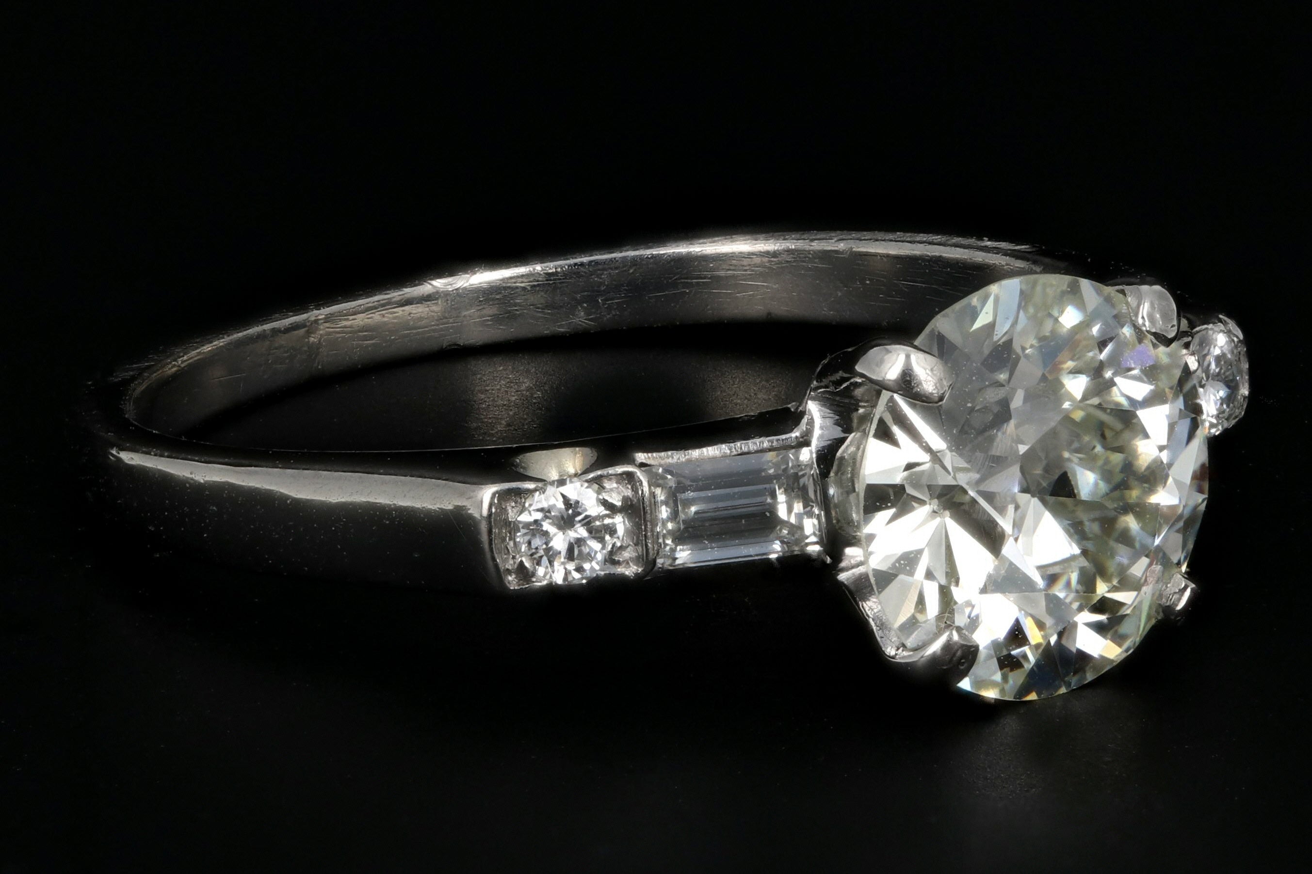 Mid Century Platinum 1.35 Carat Diamond Engagement Ring GIA Certified - Queen May