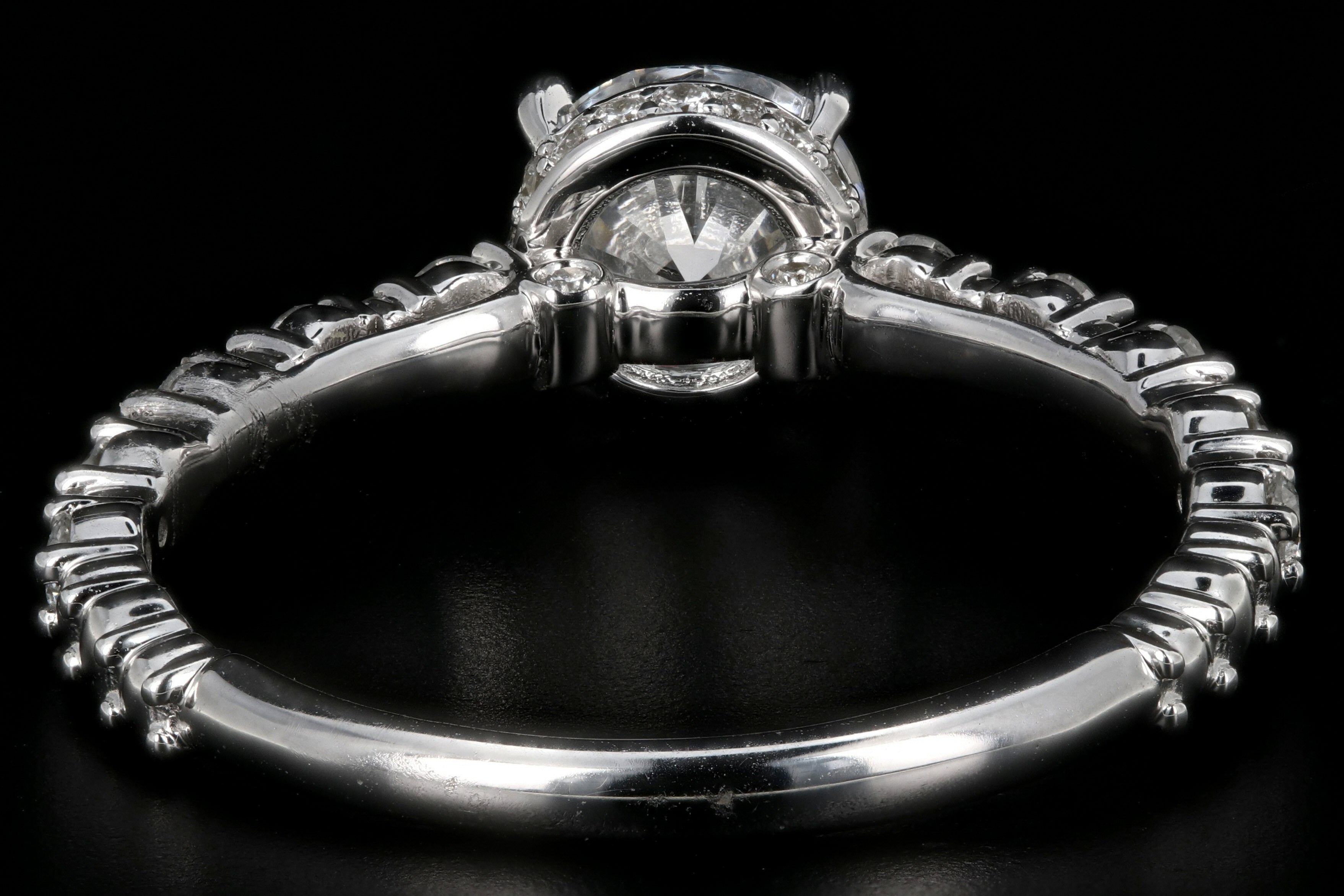 Modern 18k White Gold .91CT Round Cut Diamond Engagement Ring - Queen May