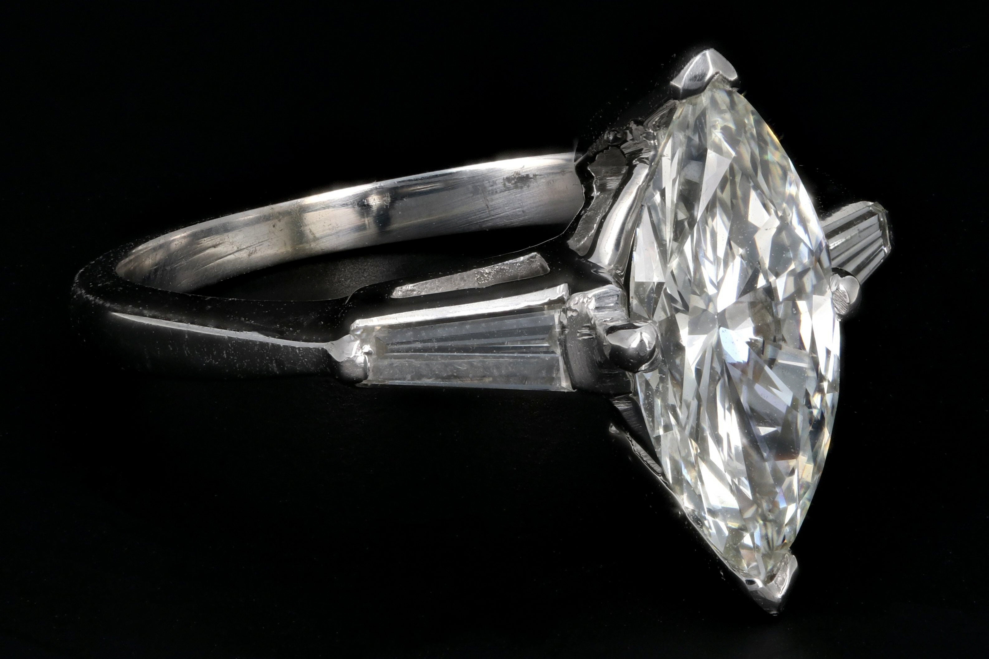 Modern 14K White Gold 1.40 Carat Marquise Diamond Engagement Ring GIA Certified - Queen May