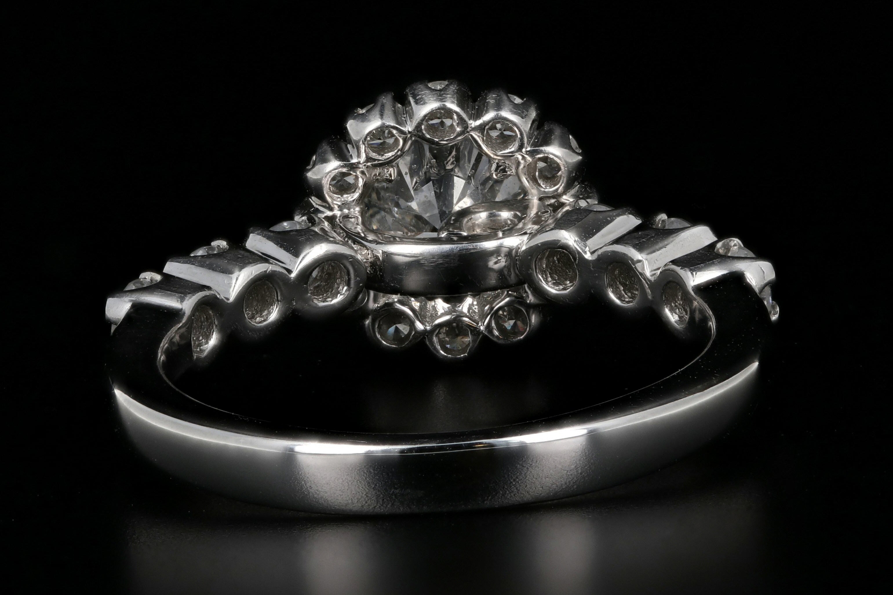 Modern 14K White Gold 1 Carat Diamond Halo Engagement Ring - Queen May