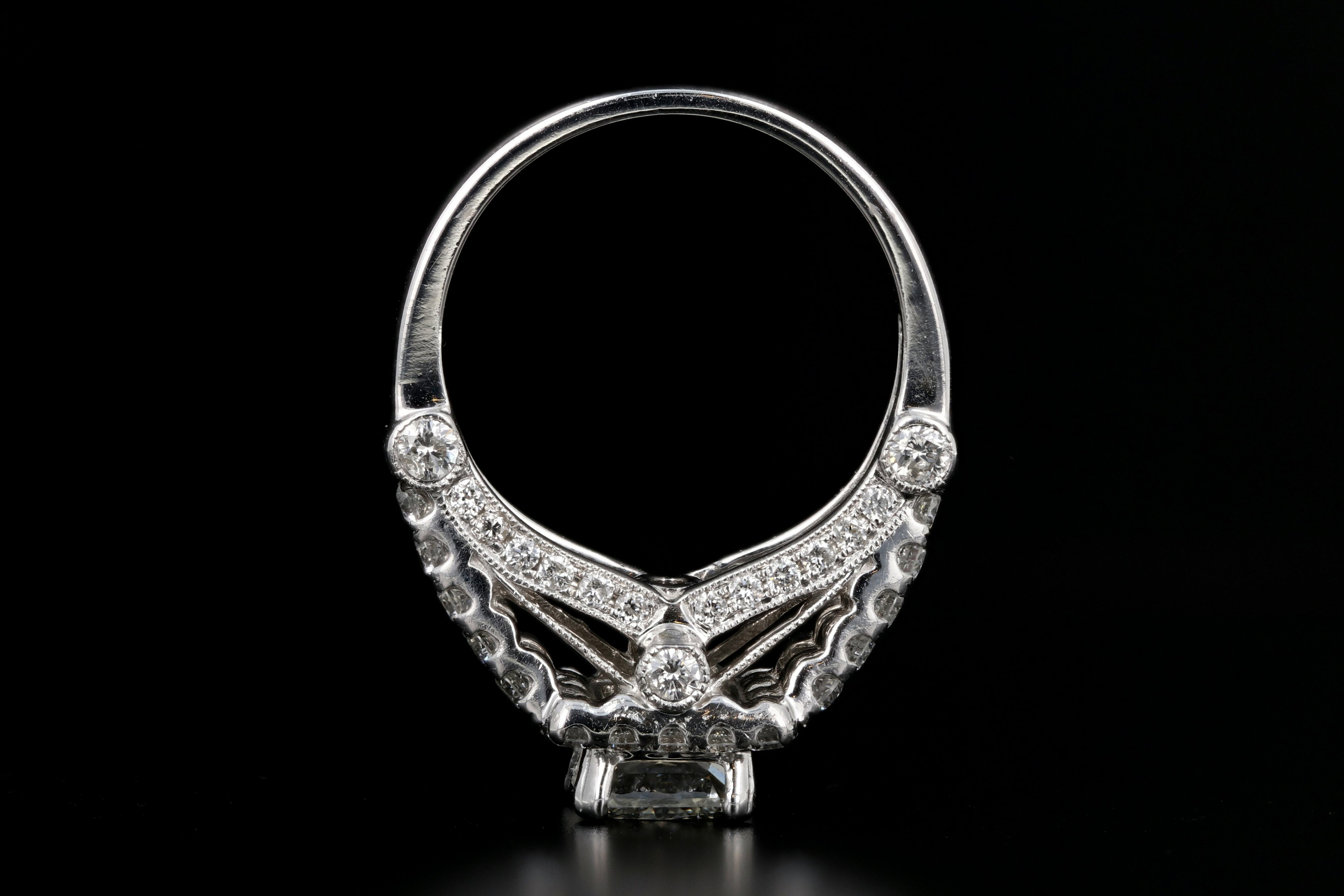 New 14K White Gold 1.52 Carat Radiant Cut Diamond Engagement Ring GIA Certified - Queen May
