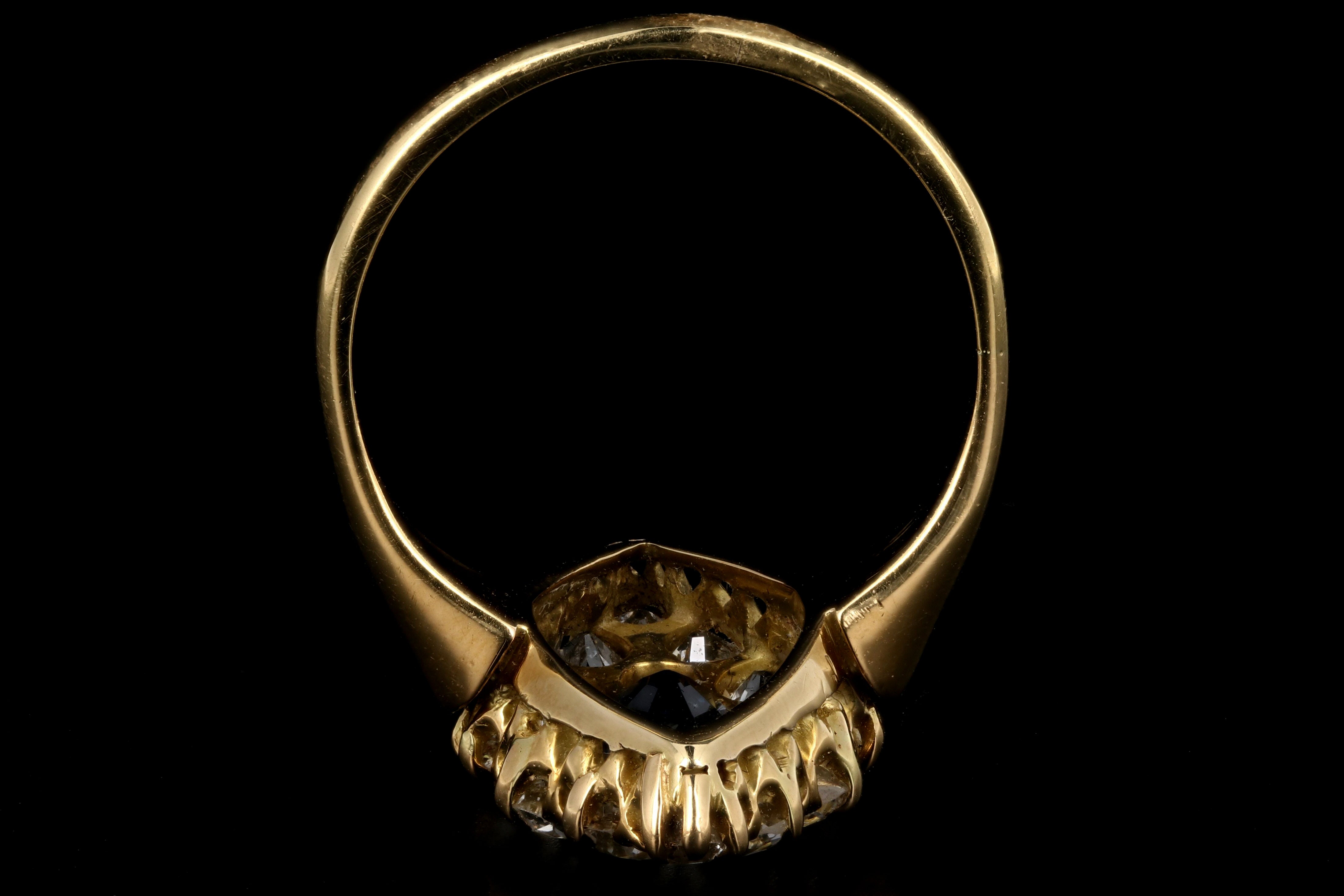 Victorian 18K Yellow Gold 1 Carat Natural No Heat Sapphire and Diamond Navette Ring - Queen May