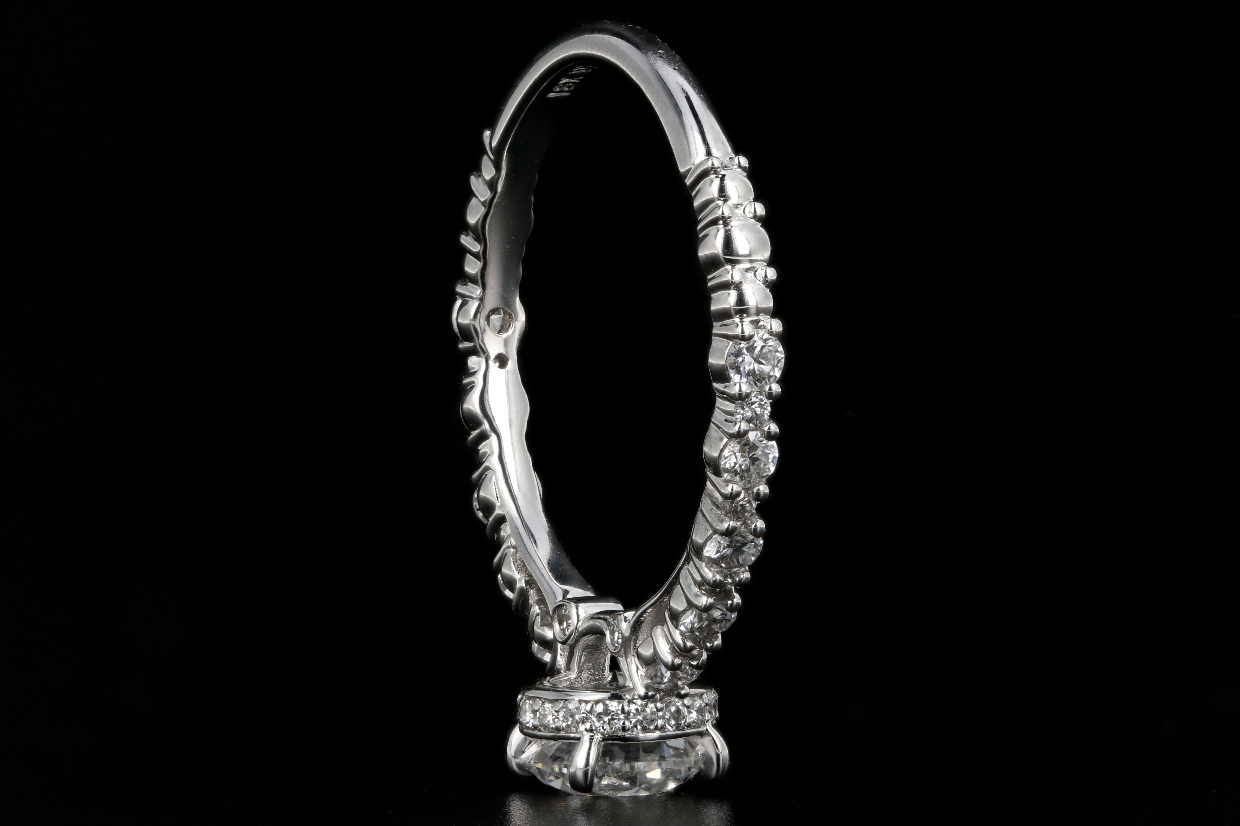 Modern 18k White Gold .91CT Round Cut Diamond Engagement Ring - Queen May