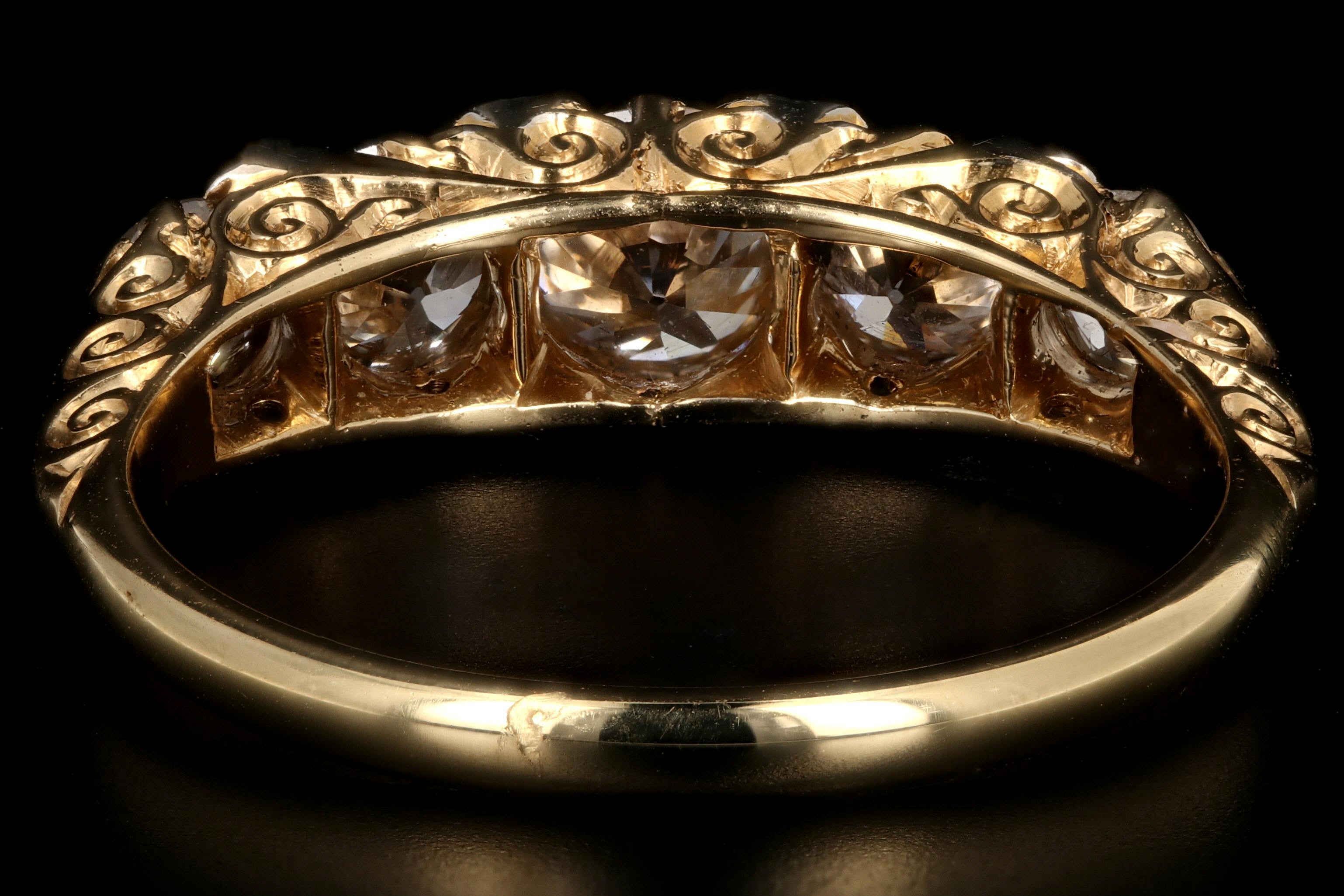 Victorian 18k Yellow Gold and Platinum 1.90CTW Old European Cut Diamond Band - Queen May