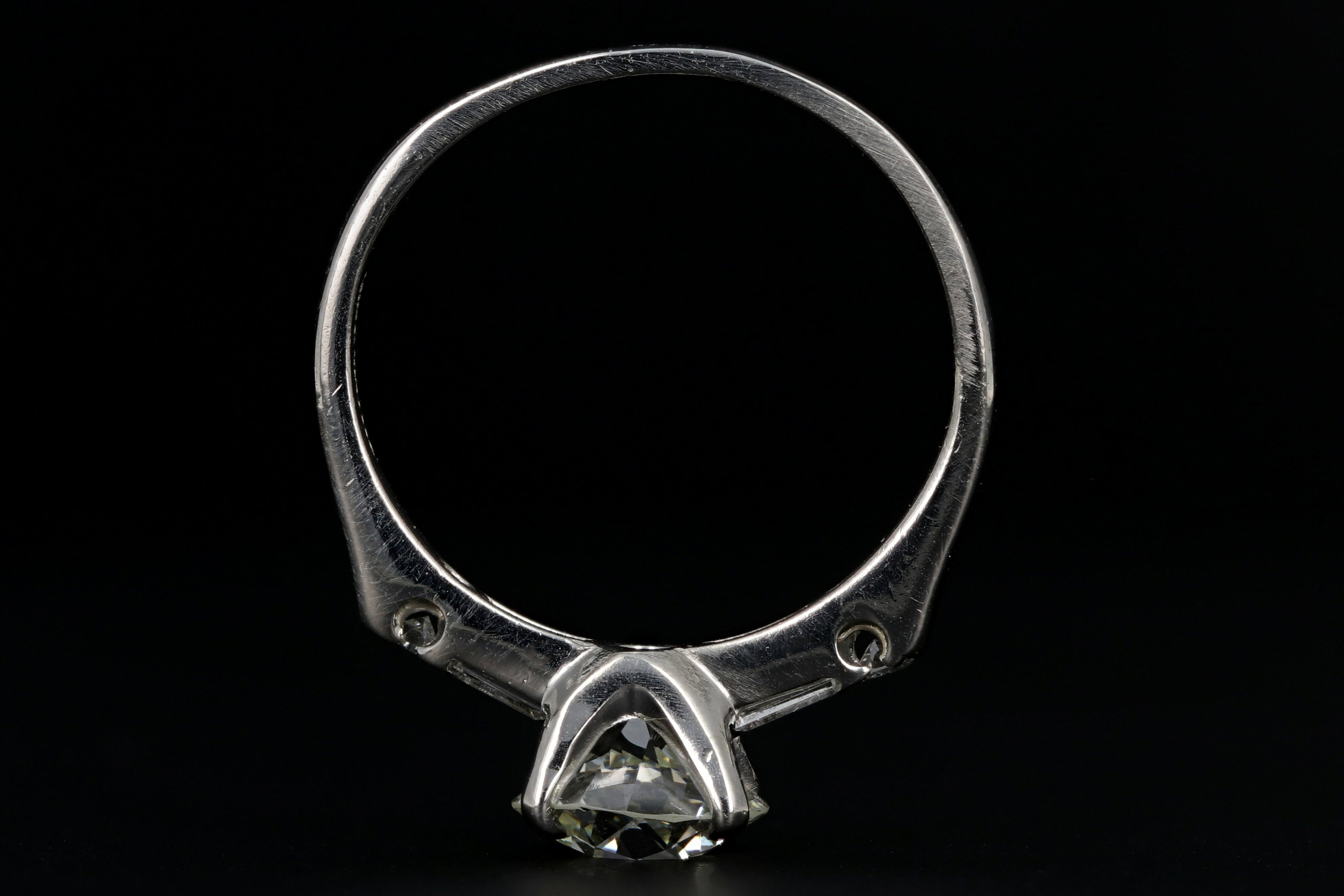 Mid Century Platinum 1.35 Carat Diamond Engagement Ring GIA Certified - Queen May