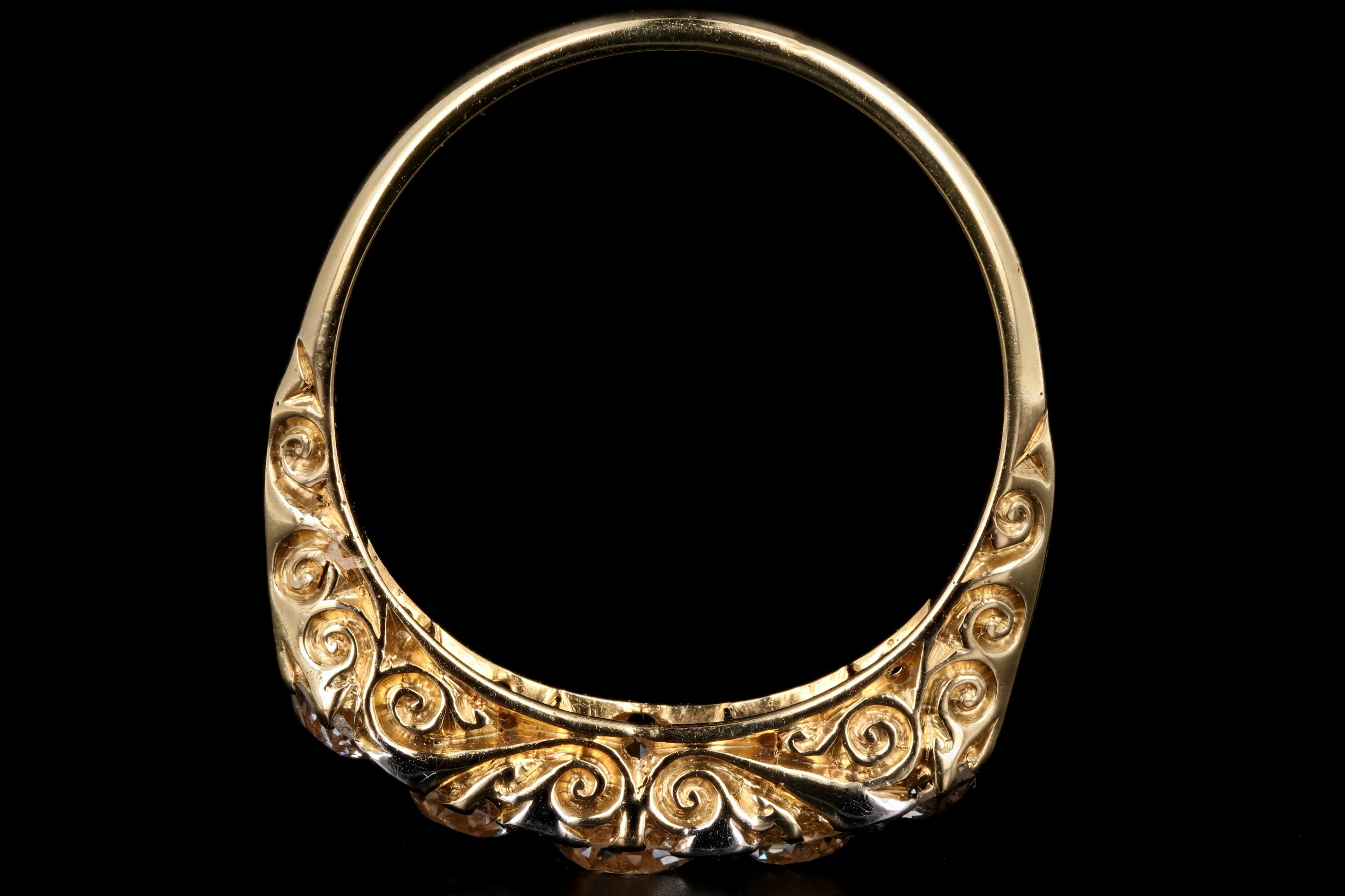 Victorian 18k Yellow Gold and Platinum 1.90CTW Old European Cut Diamond Band - Queen May