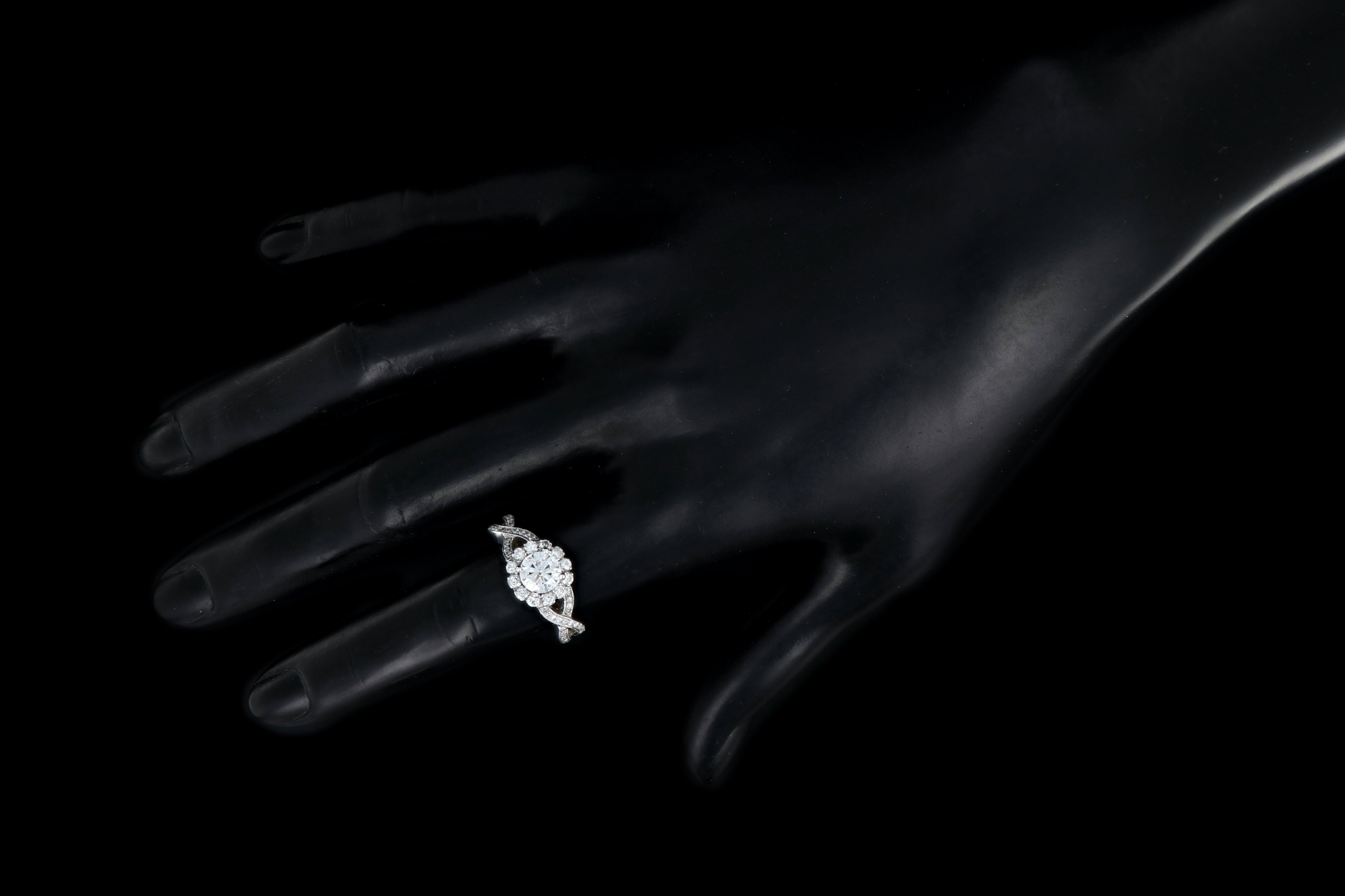 New 18K White Gold .92 Carat Diamond Halo Engagement Ring GIA Certified - Queen May