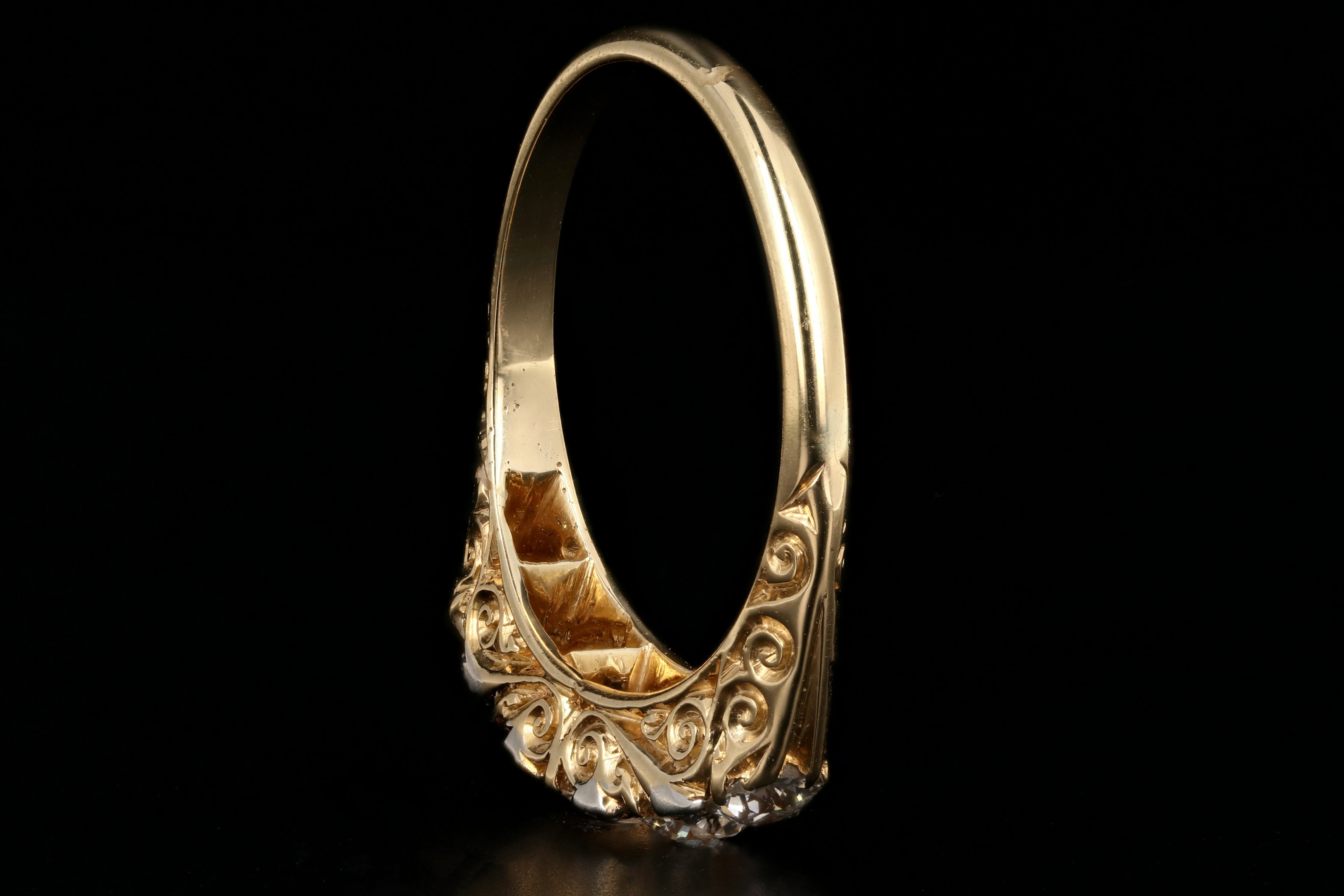 Victorian 18k Yellow Gold and Platinum 1.90CTW Old European Cut Diamond Band - Queen May