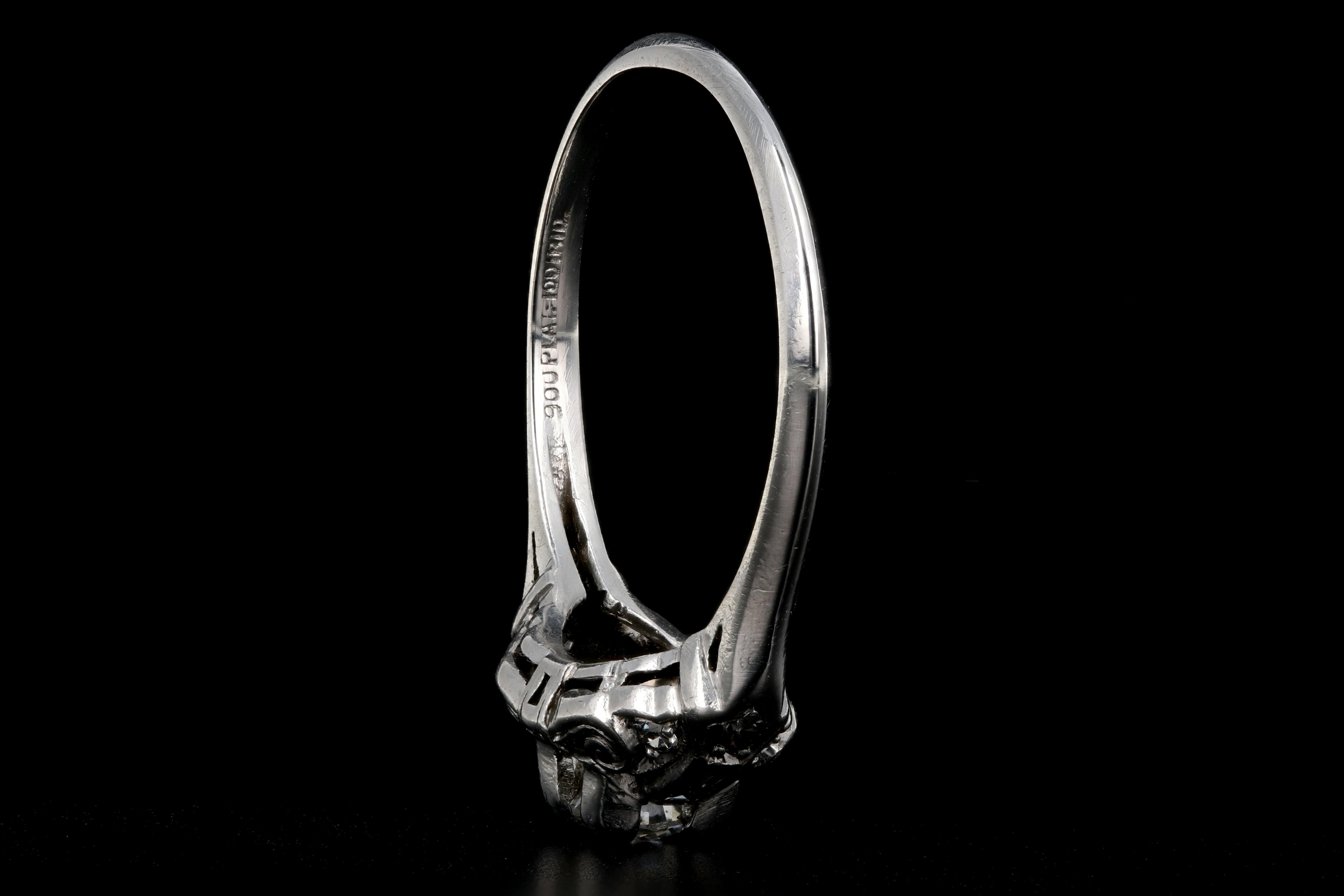 Retro Loretz & Benoit of SF Platinum Diamond Engagement Ring c.1940's - Queen May