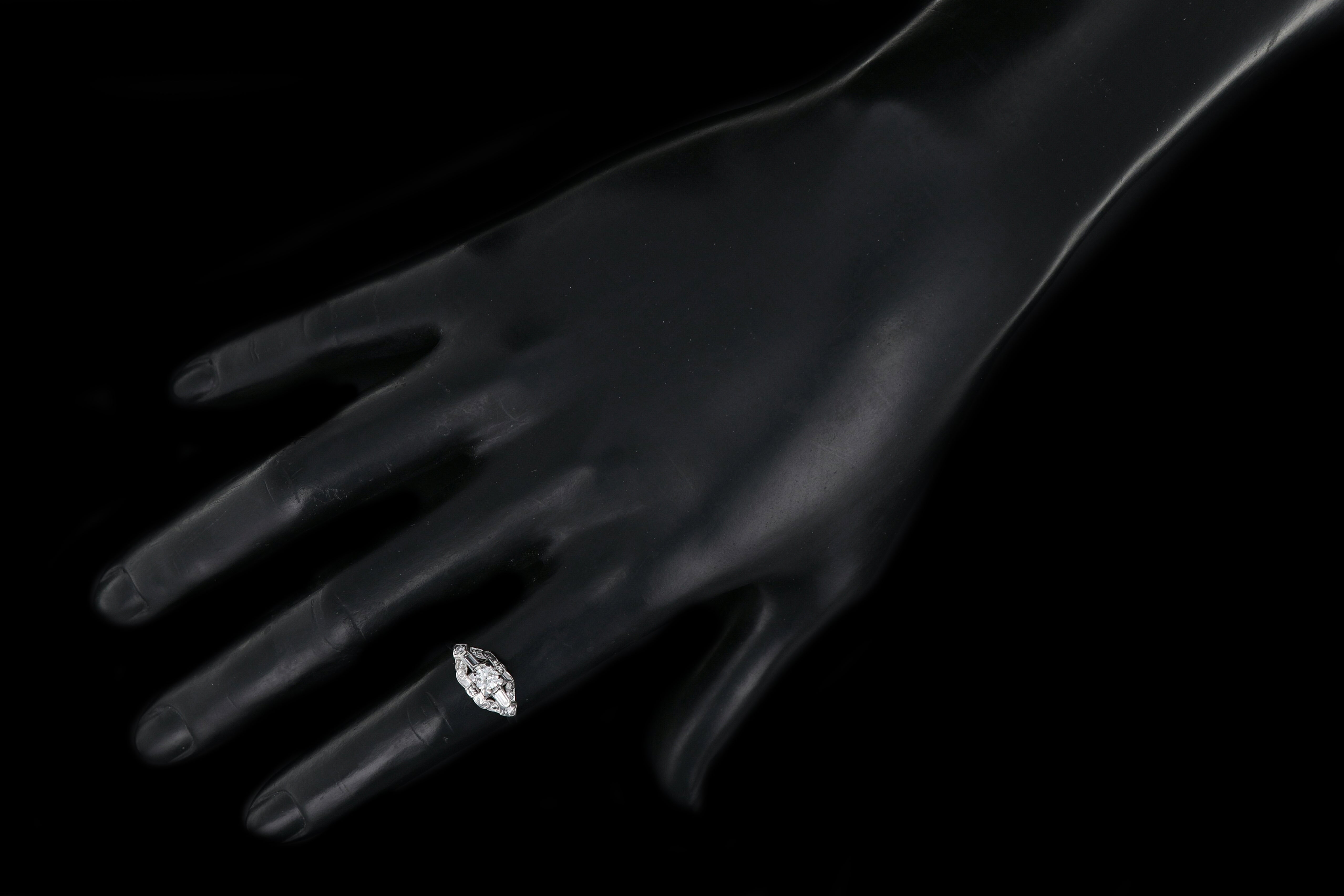 Retro Loretz & Benoit of SF Platinum Diamond Engagement Ring c.1940's - Queen May
