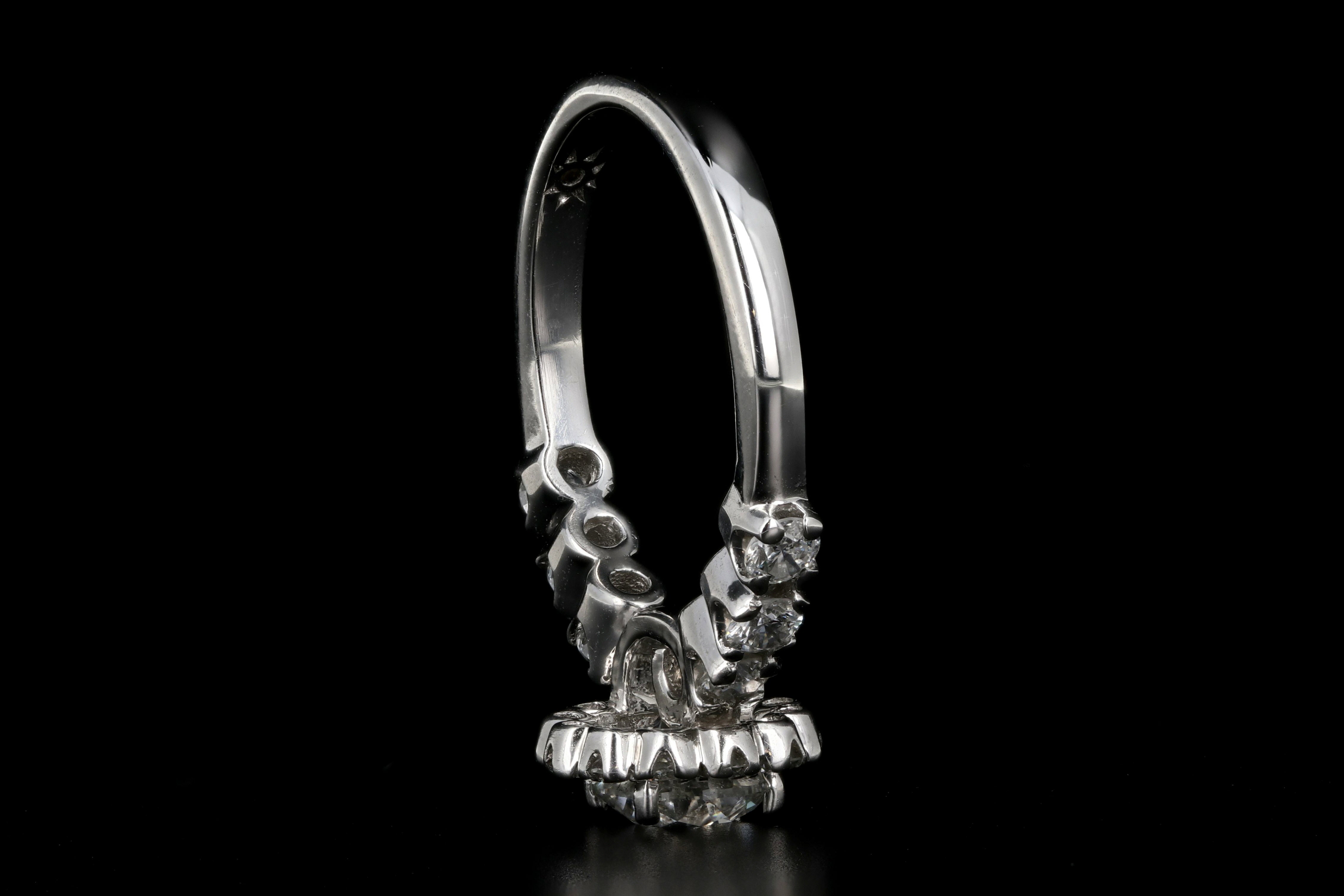 Modern 14K White Gold 1 Carat Diamond Halo Engagement Ring - Queen May
