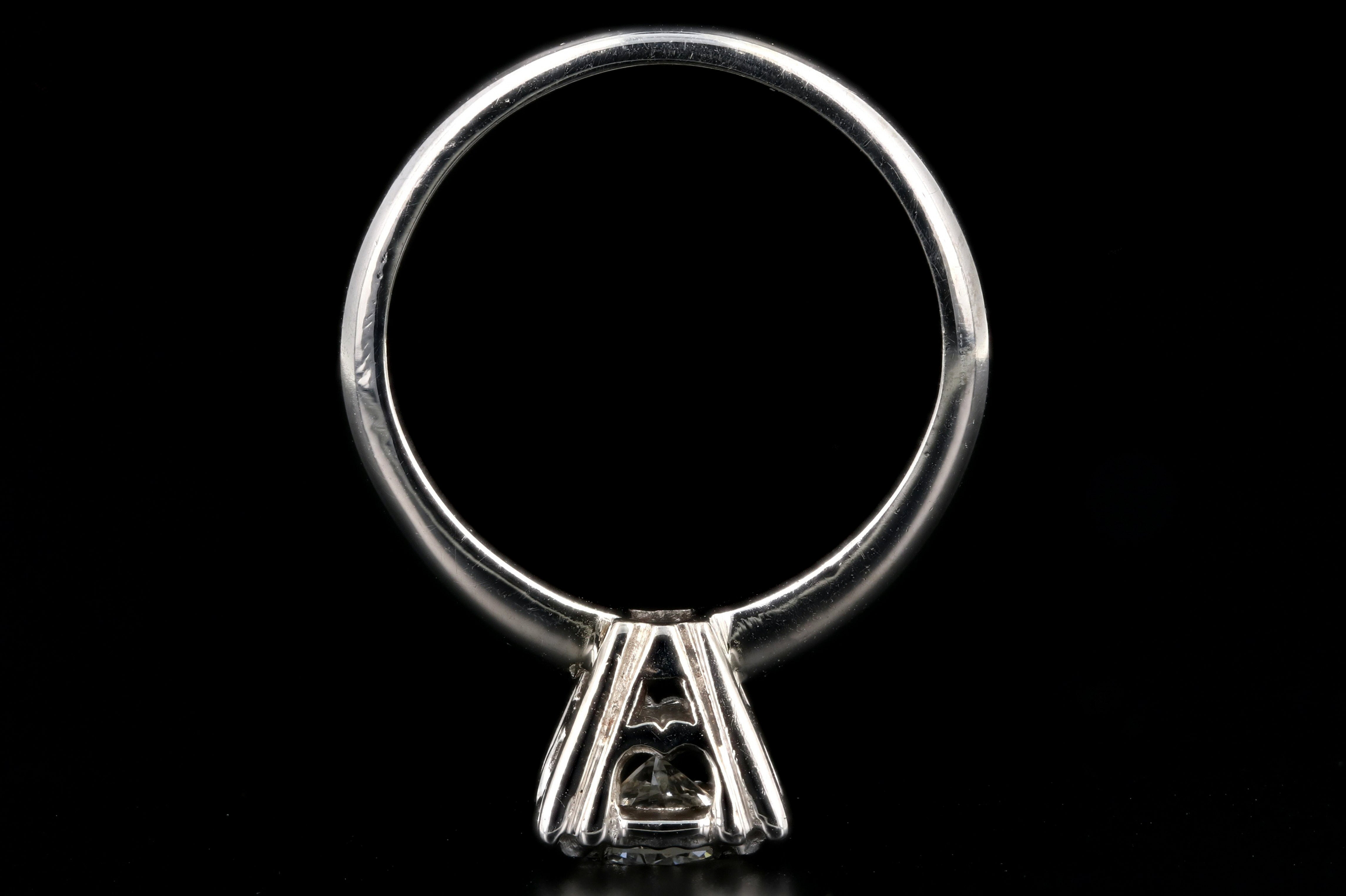 Mid-Century 14K White Gold .65 Carat Round Cut Diamond Ring c.1950's - Queen May