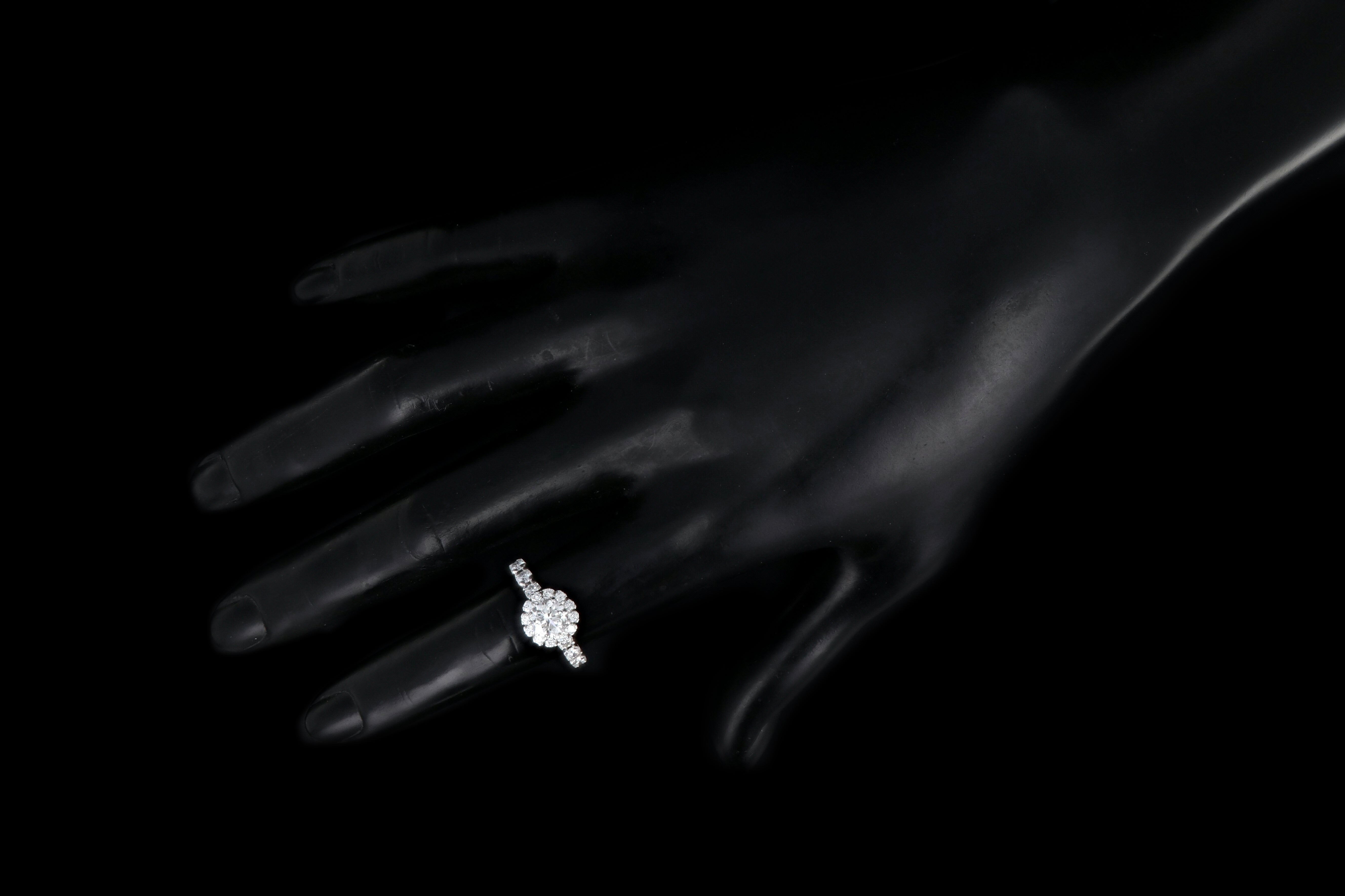Modern 14K White Gold 1 Carat Diamond Halo Engagement Ring - Queen May