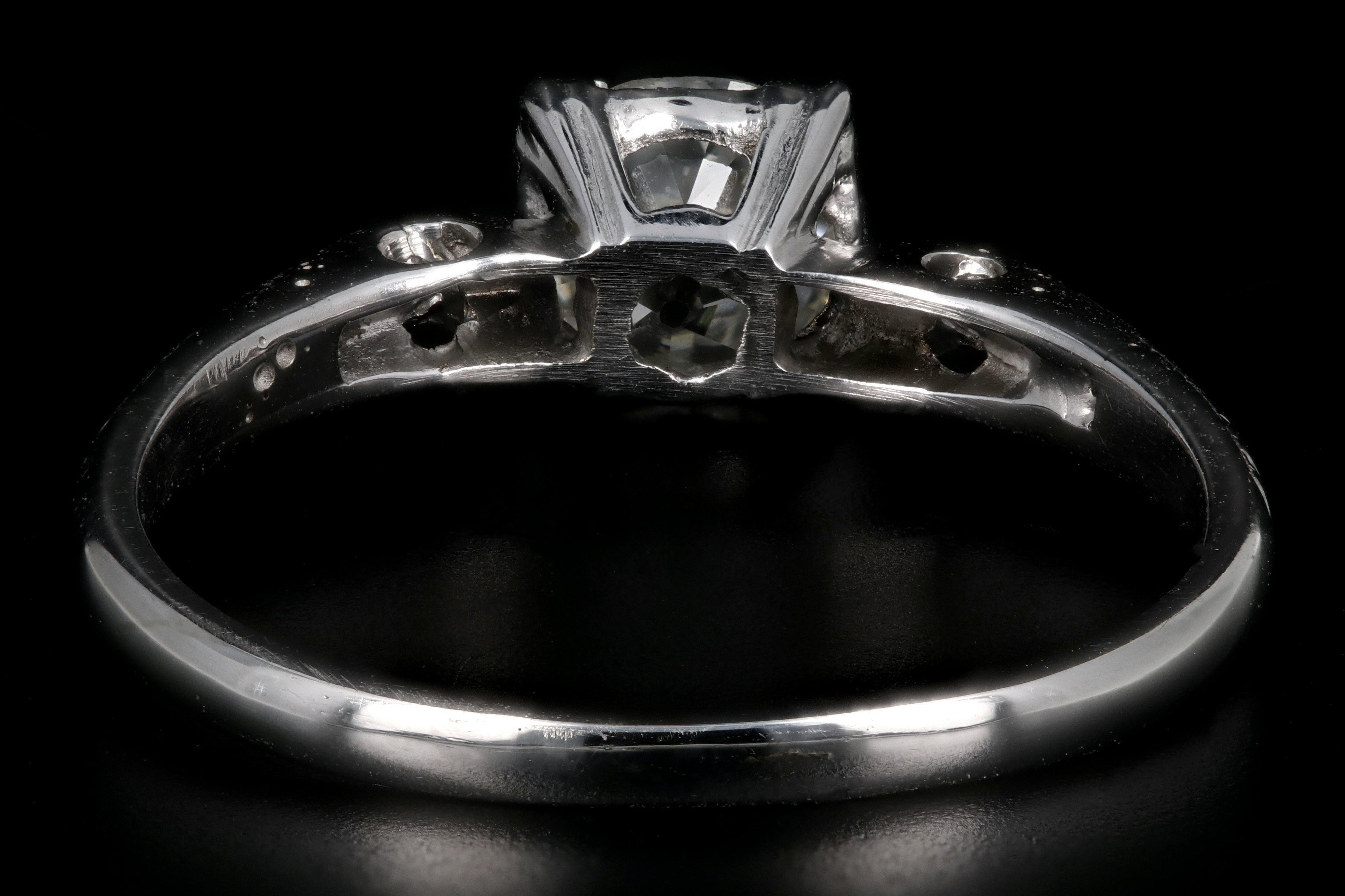 Art Deco 14K White Gold 1.09CT GIA Certified Old European Cut Diamond Ring - Queen May