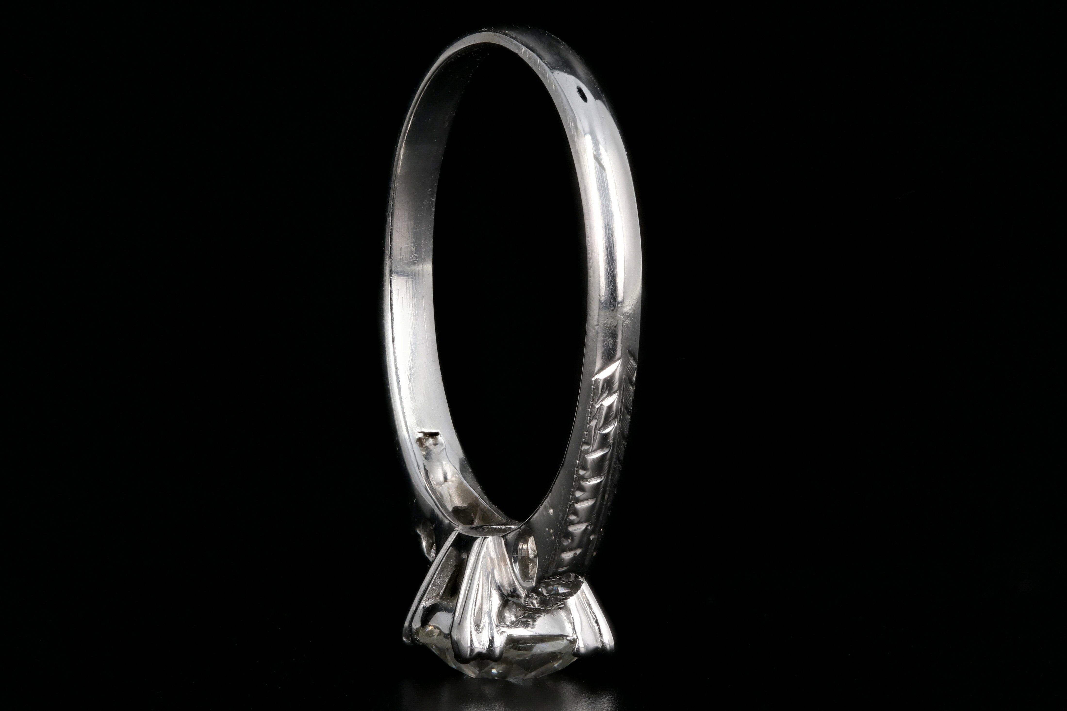 Art Deco 14K White Gold 1.09CT GIA Certified Old European Cut Diamond Ring - Queen May