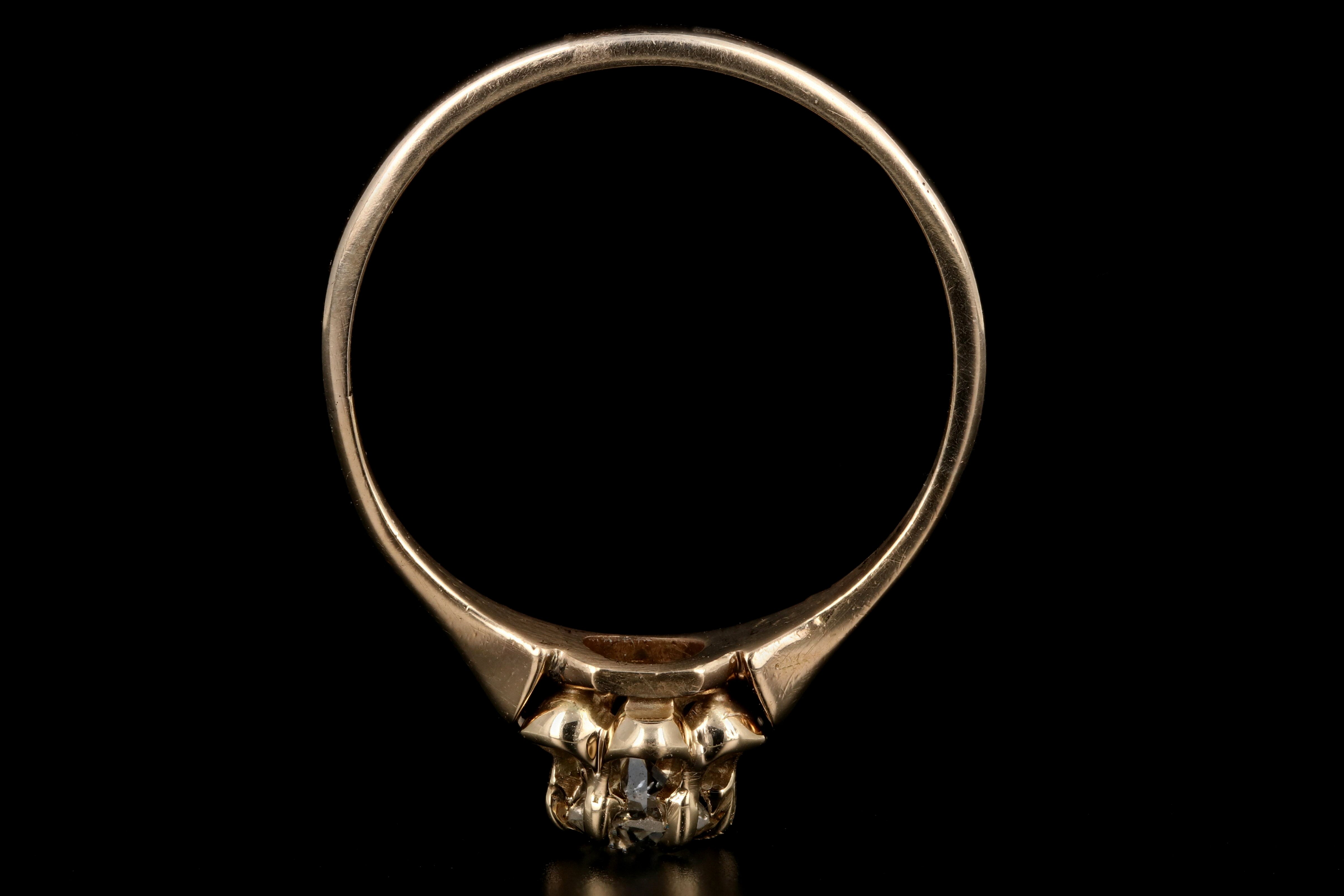Victorian Buttercup Mounting 14K Yellow Gold .25CT Old European Cut Diamond Ring - Queen May