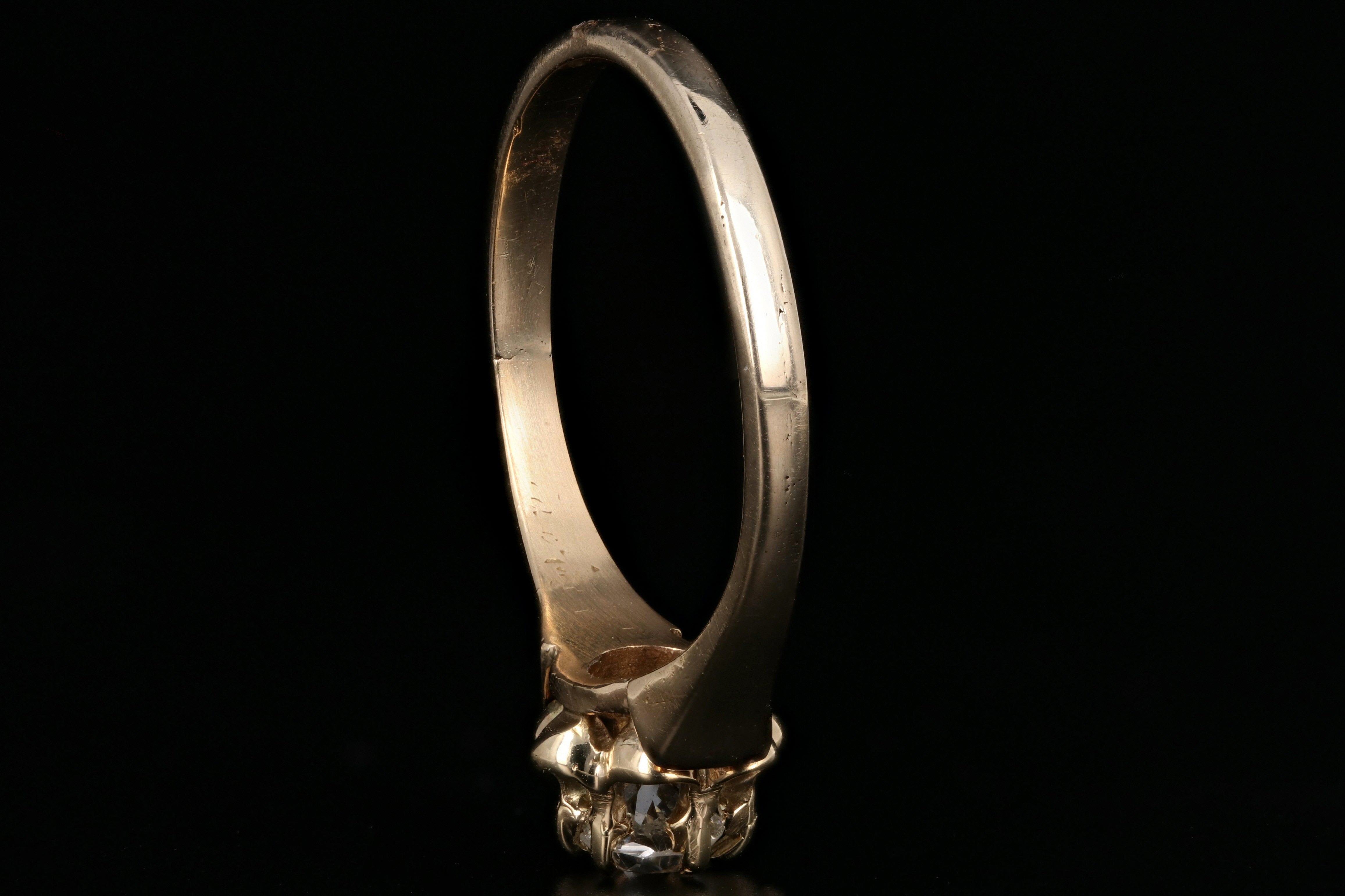 Victorian Buttercup Mounting 14K Yellow Gold .25CT Old European Cut Diamond Ring - Queen May