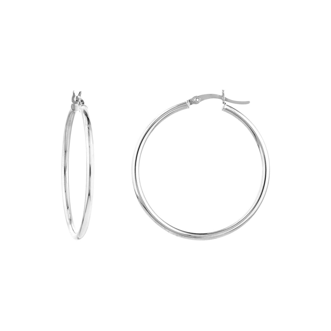 14K White, Yellow, or Rose Gold Hoop Earrings 2 X 35mm - Queen May