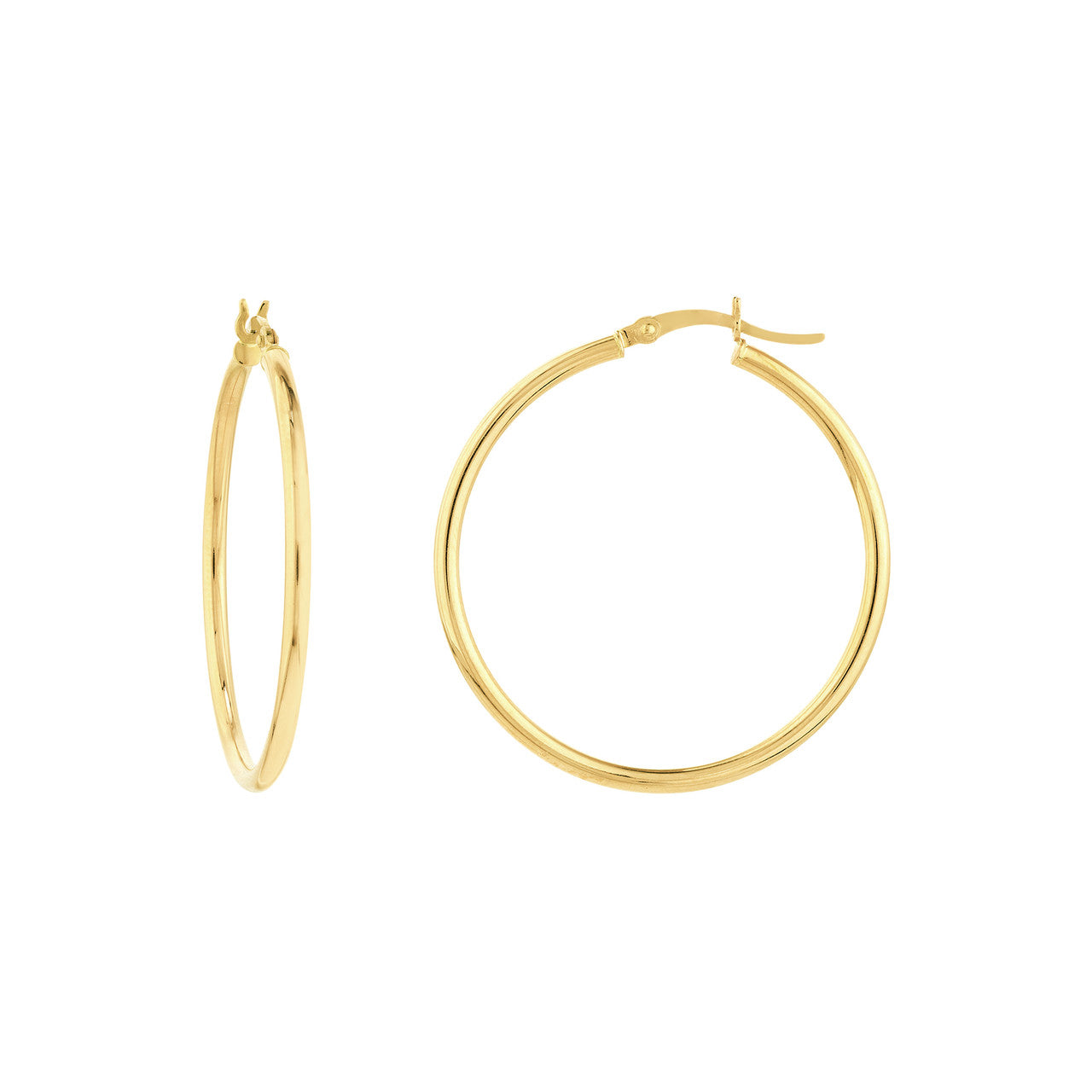 14K White, Yellow, or Rose Gold Hoop Earrings 2 X 35mm - Queen May