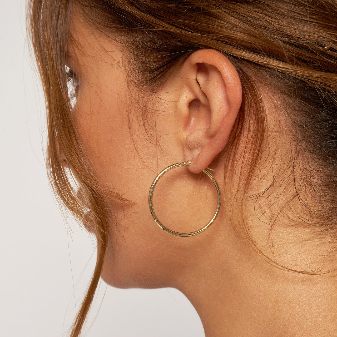 14K White, Yellow, or Rose Gold Hoop Earrings 2 X 35mm - Queen May