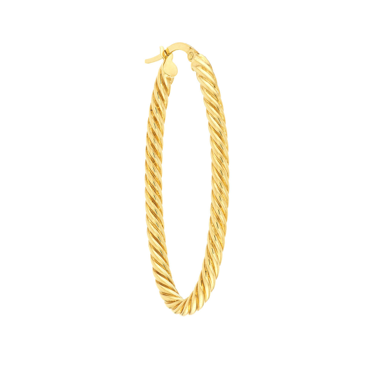 14K Yellow Gold Oval Rope Twist Hoop Earrings - Queen May