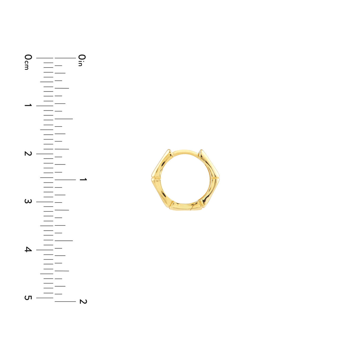 14K Yellow Gold 12.50mm Bamboo Huggie Hoop Earrings - Queen May