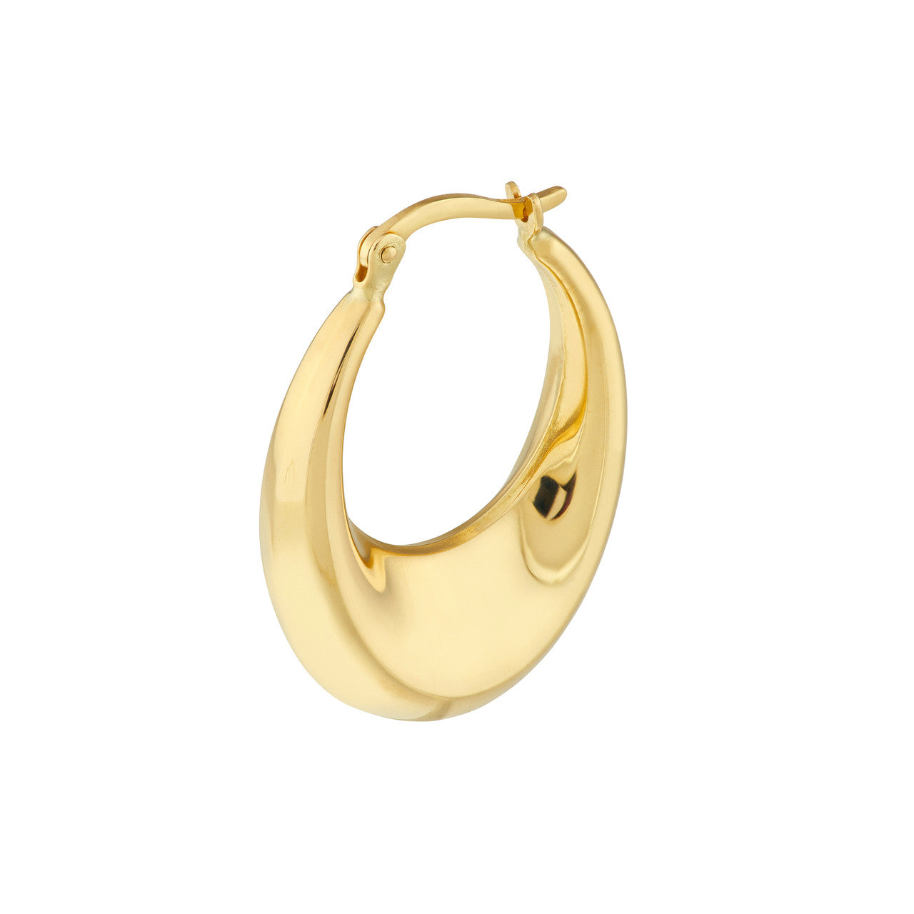 14K Yellow Gold Graduated Hollow Puff Polished Hoop Earrings - Queen May
