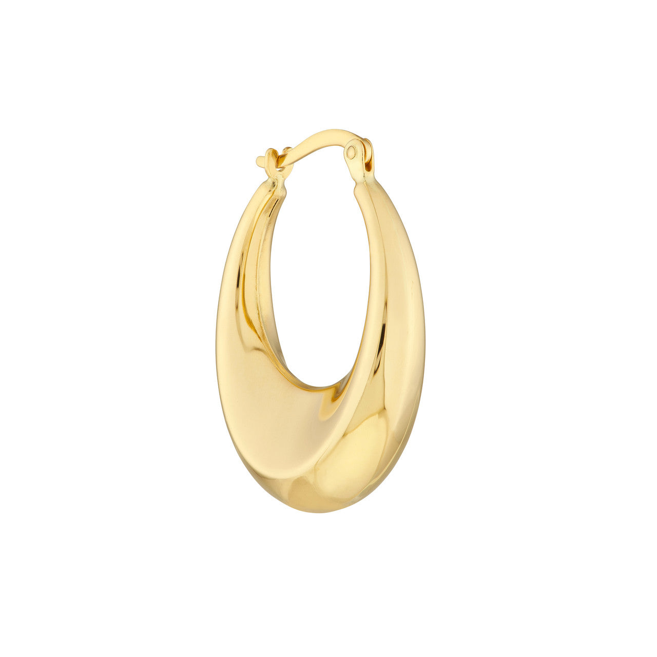 14K Yellow Gold Graduated Hollow Puff Polished Hoop Earrings - Queen May