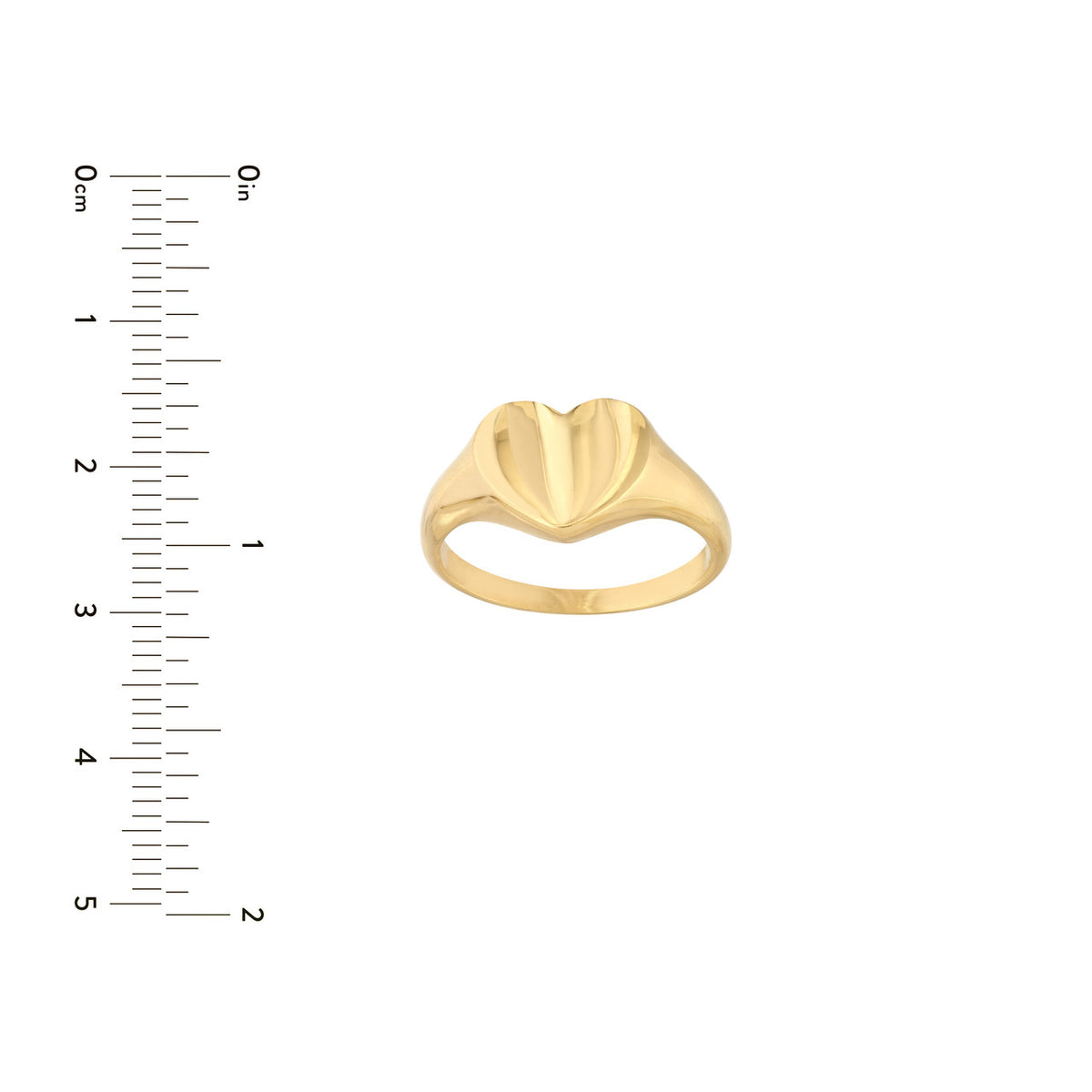 14K Yellow Gold Signet Mini Heart Engravable Ring - Queen May