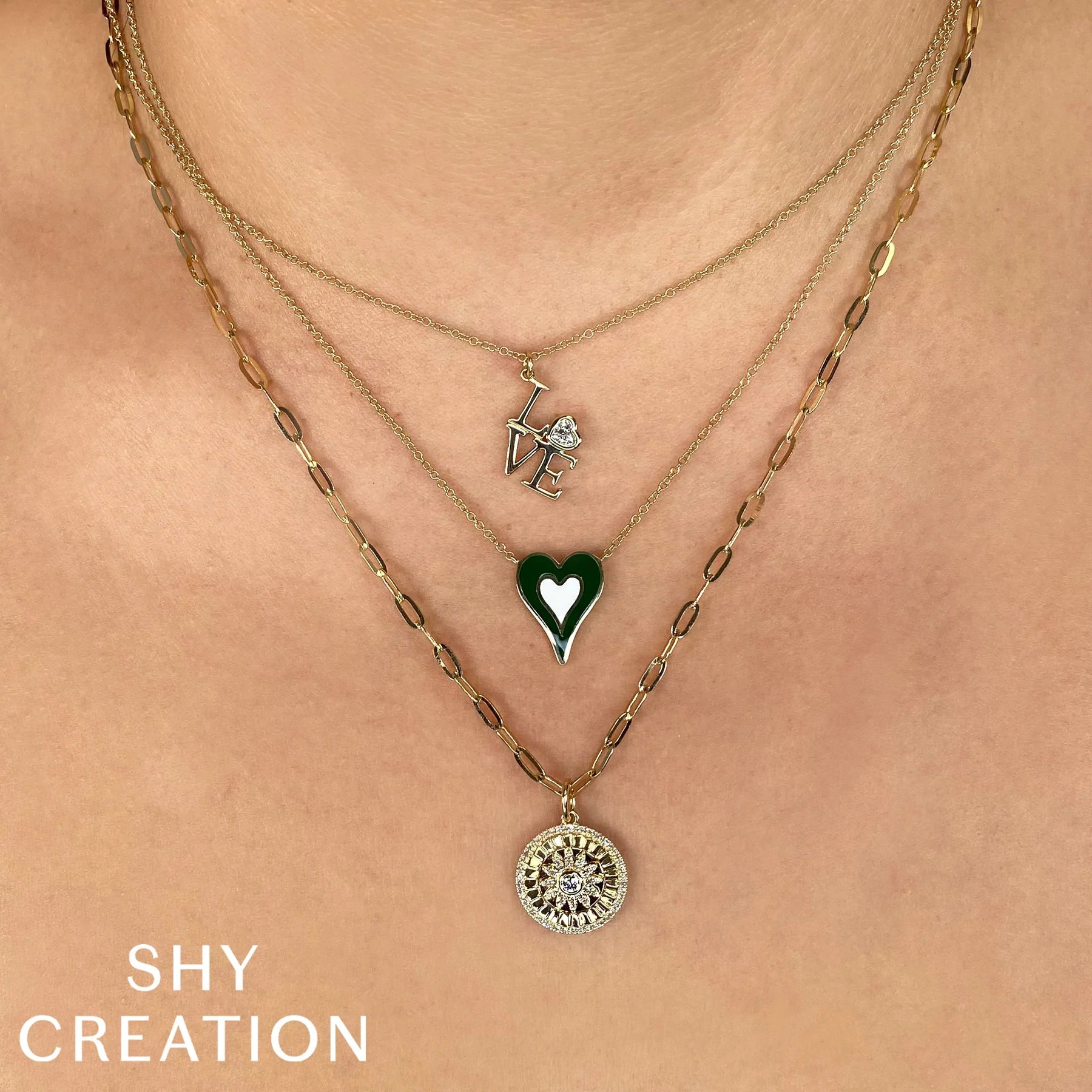 14K Gold 0.20 Carat Total Weight Diamond Flower Medallion Paperclip Chain Pendant Necklace - Queen May