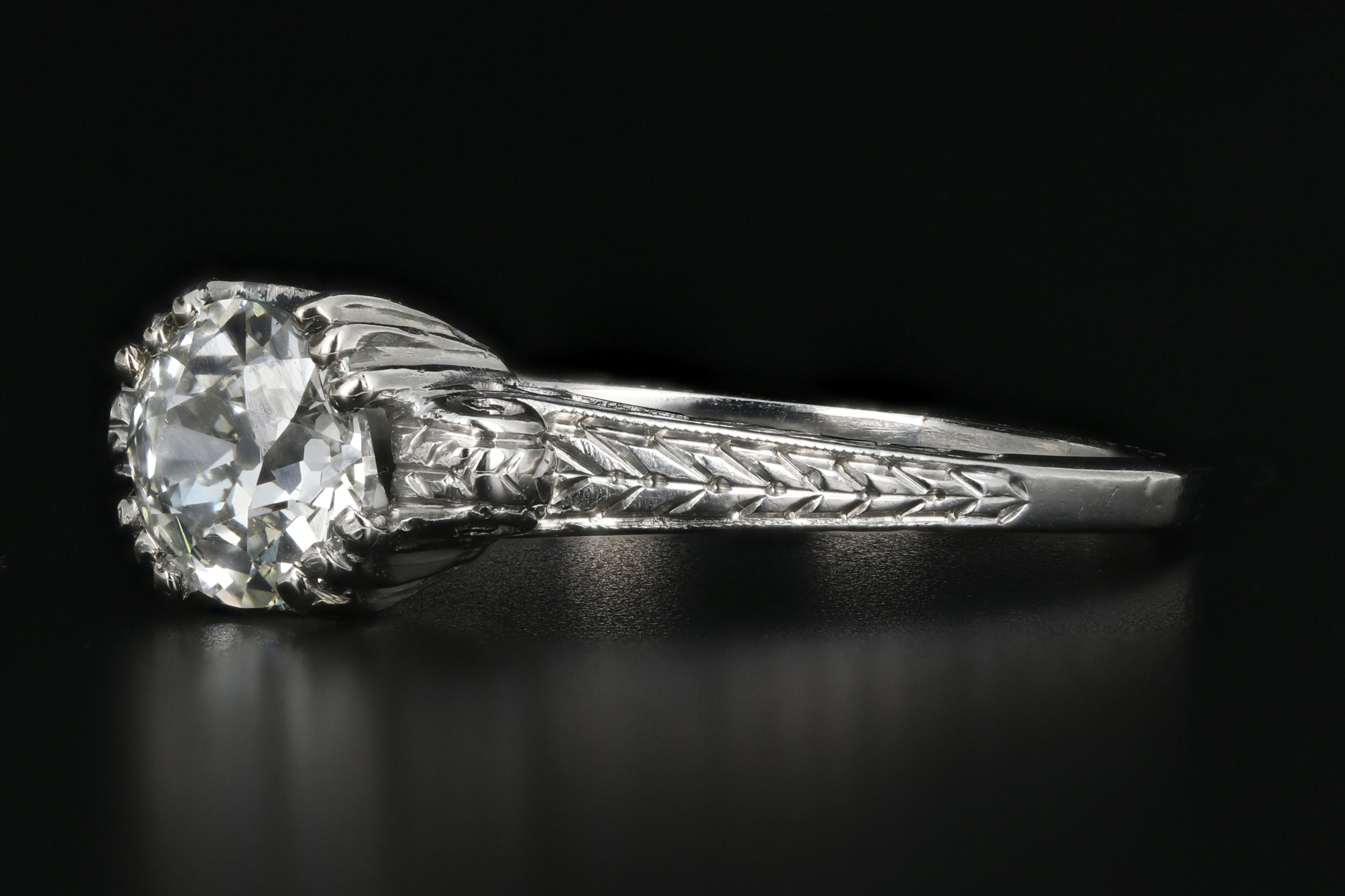 Edwardian Platinum .97 Carat Old European Diamond Cut Ring - Queen May