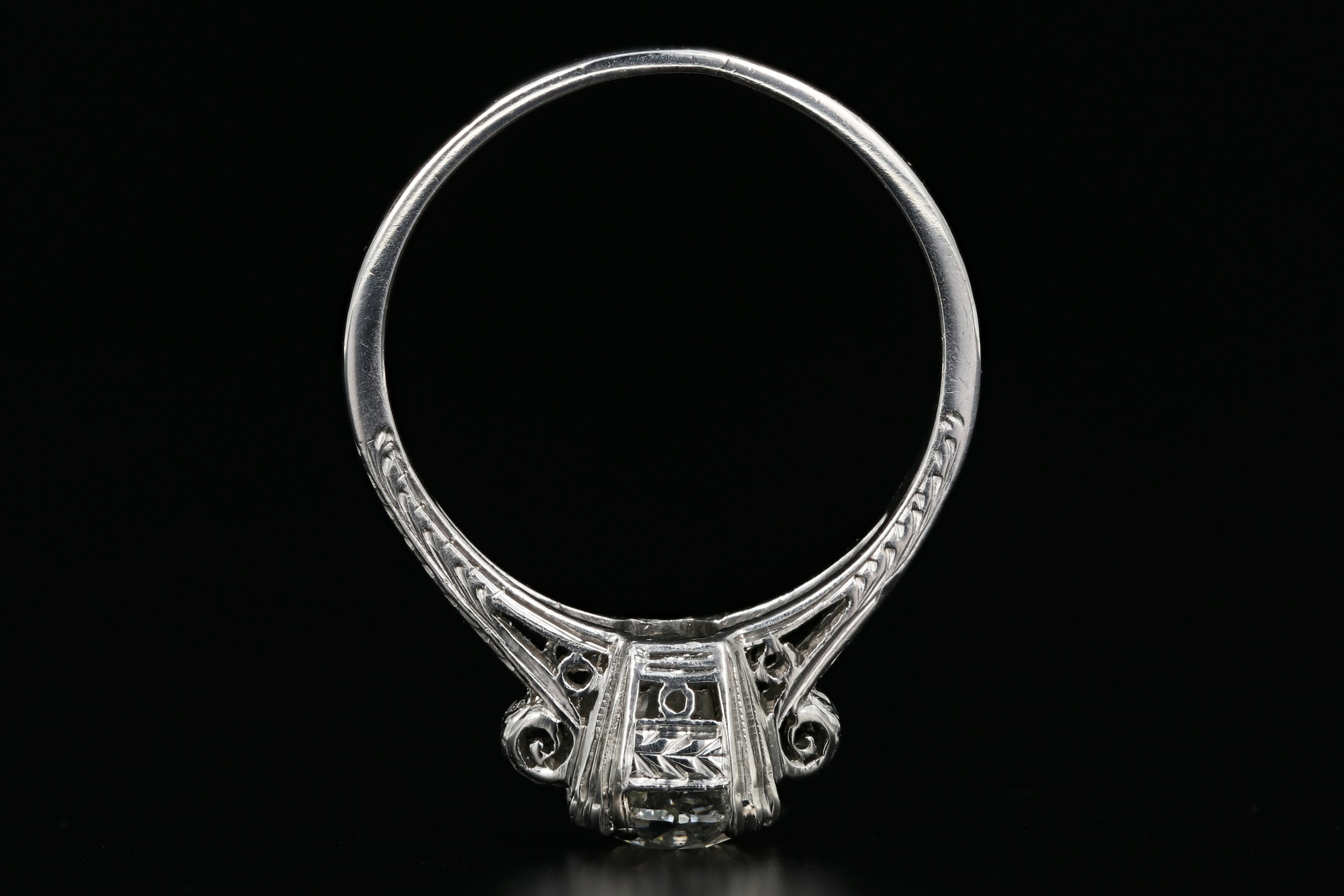 Edwardian Platinum .97 Carat Old European Diamond Cut Ring - Queen May