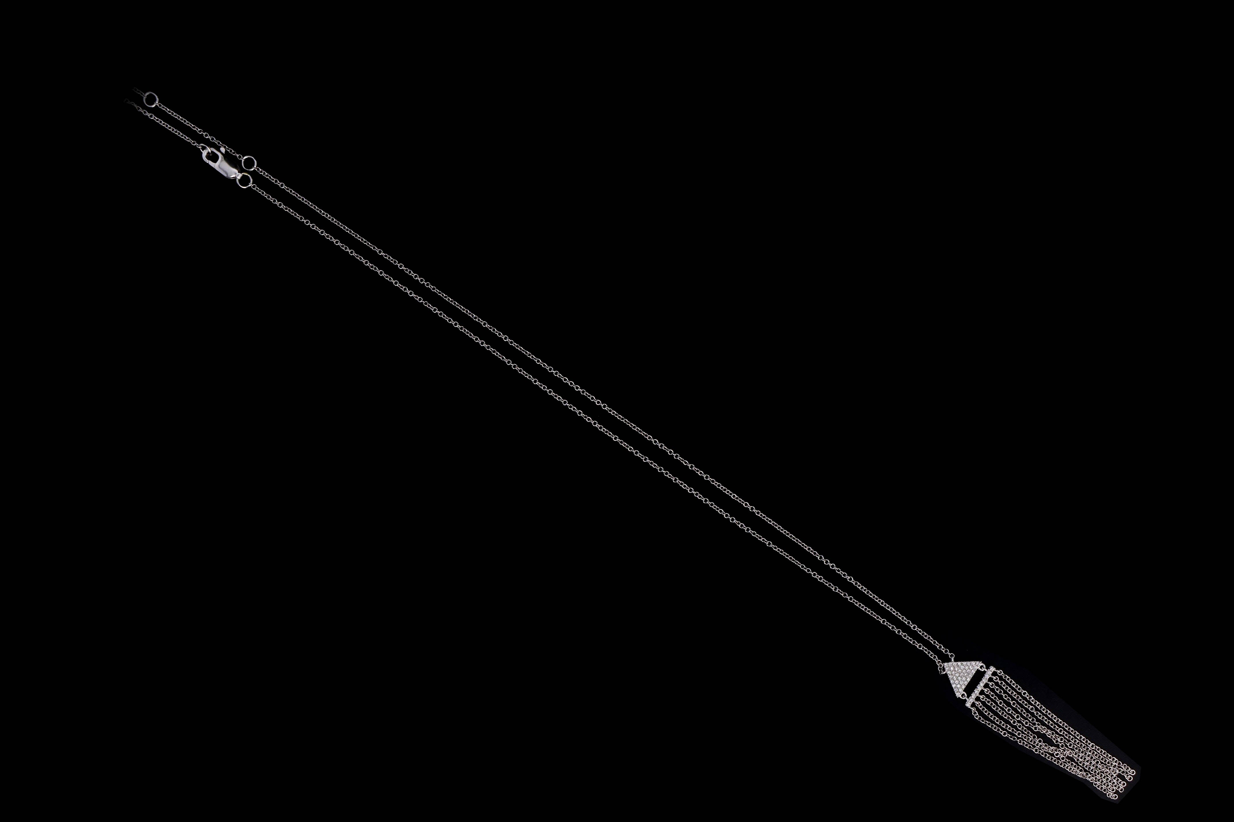 14K Gold 0.11 Carat Total Weight Diamond Fringe Necklace - Queen May