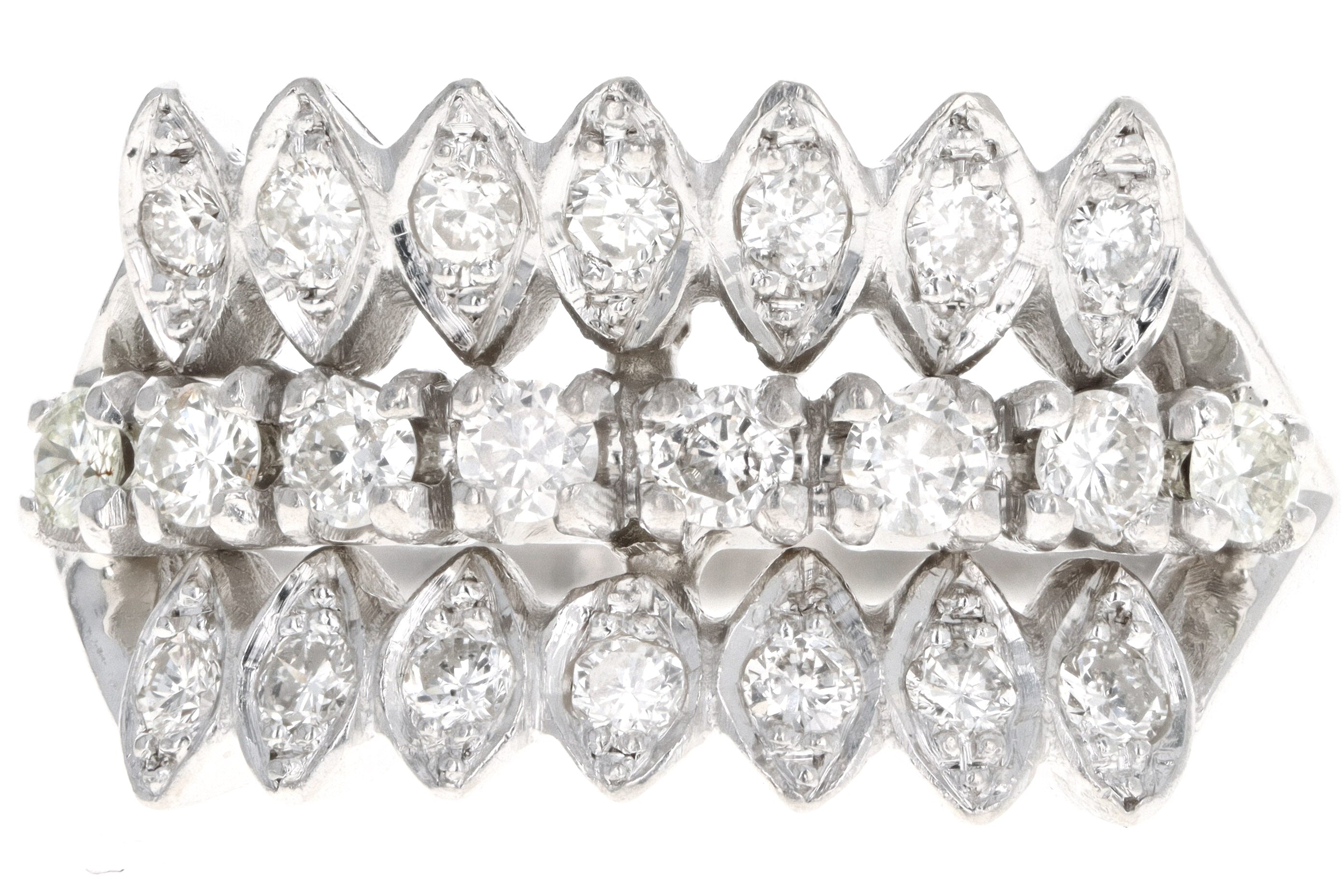 Retro 14K White Gold .50 Carat Total Weight Diamond Ring - Queen May