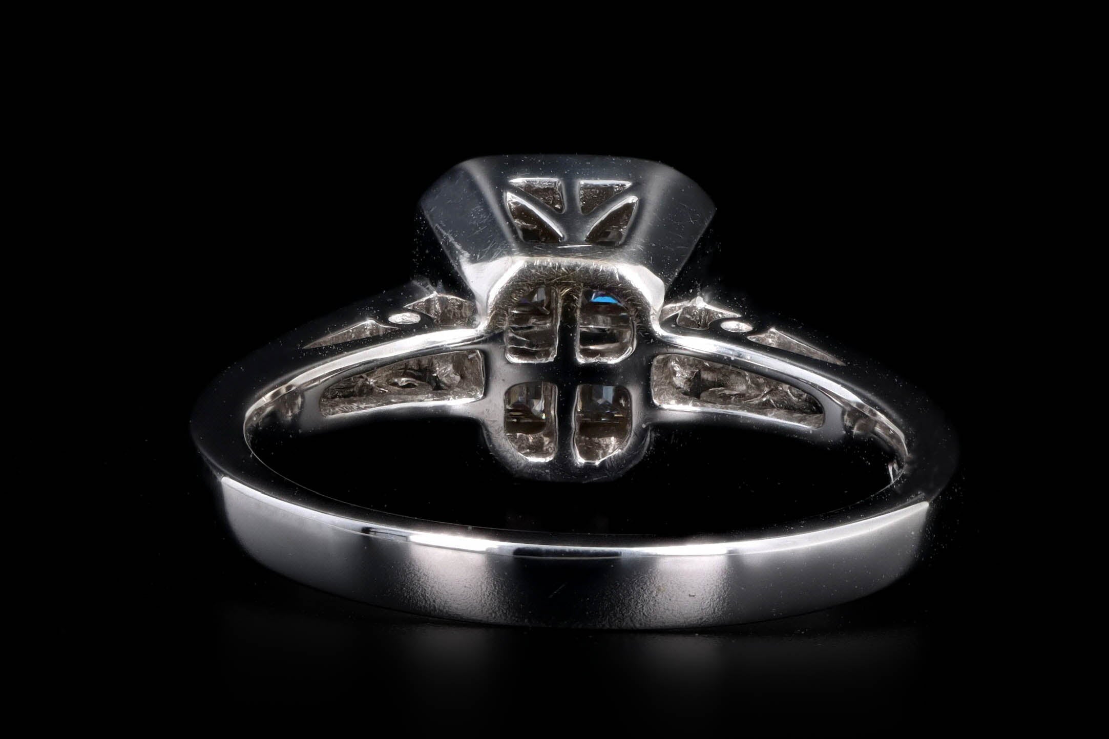 18K White Gold Baguette Diamond Cluster Engagement Ring - Queen May